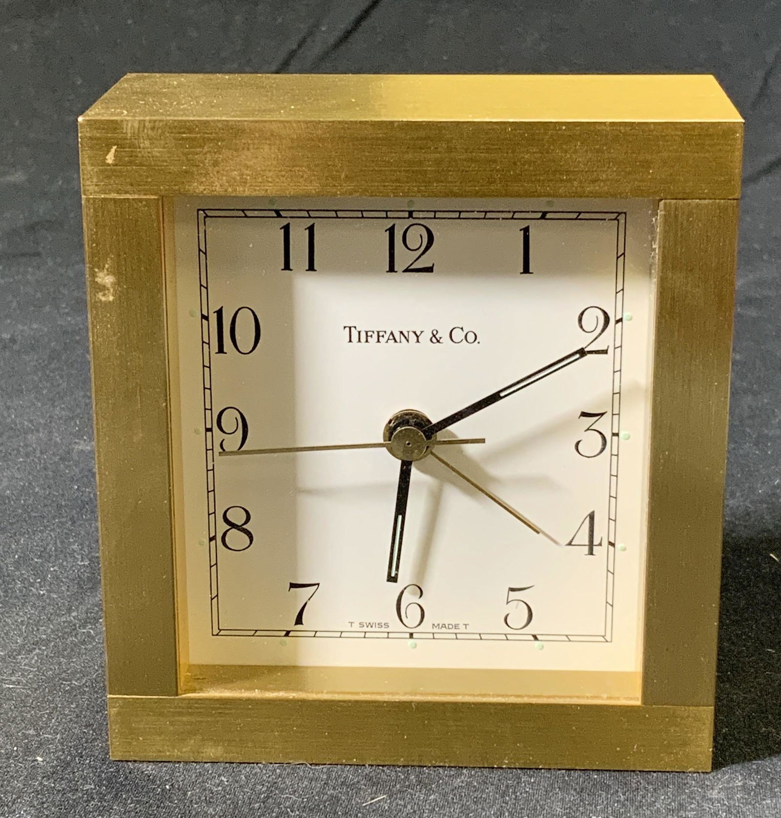 TIFFANY & CO Square Brass Table Clock (1 of 6)