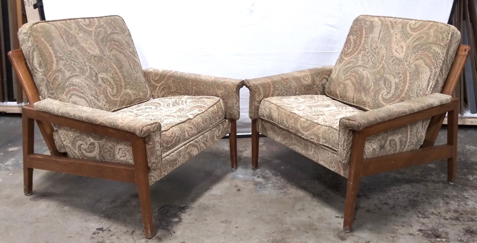 Pair MCM Wood Frame Upholstered Armchairs (1 of 20)