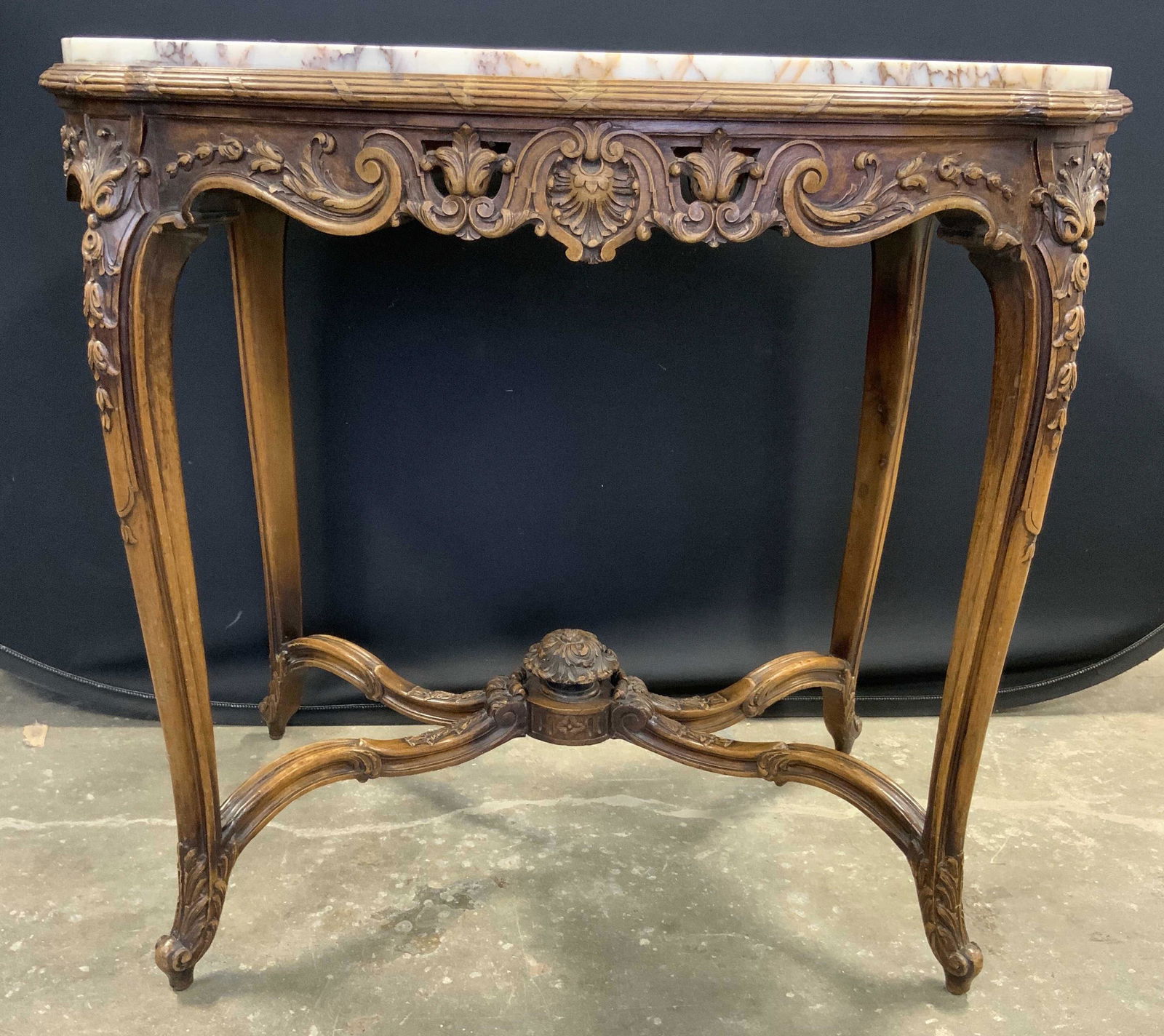 Victorian Carved Wooden Table W Marble Top (1 of 10)