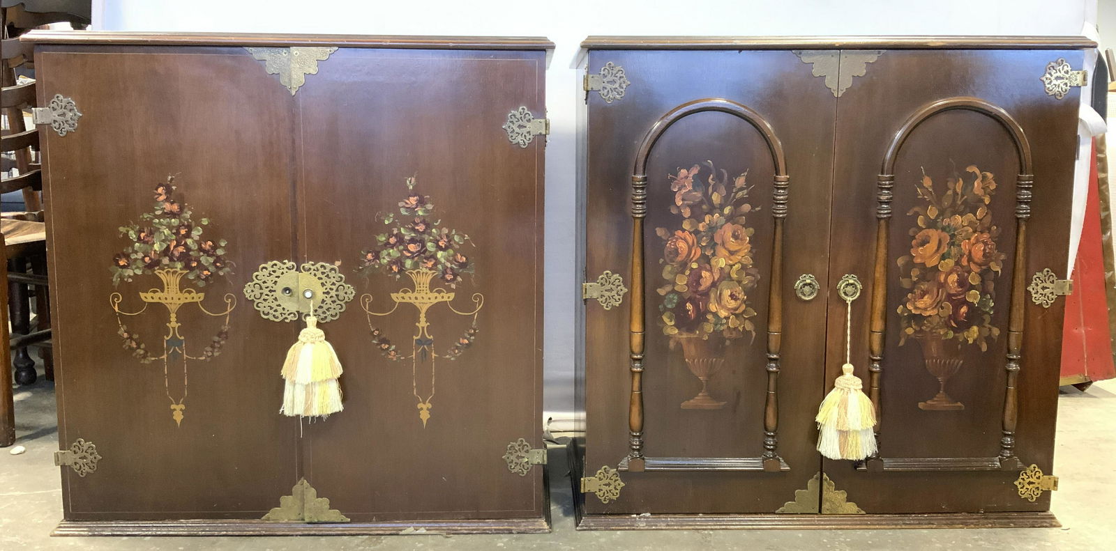 Vintage Near Pair Hand Painted Wooden Cabinets (1 of 12)