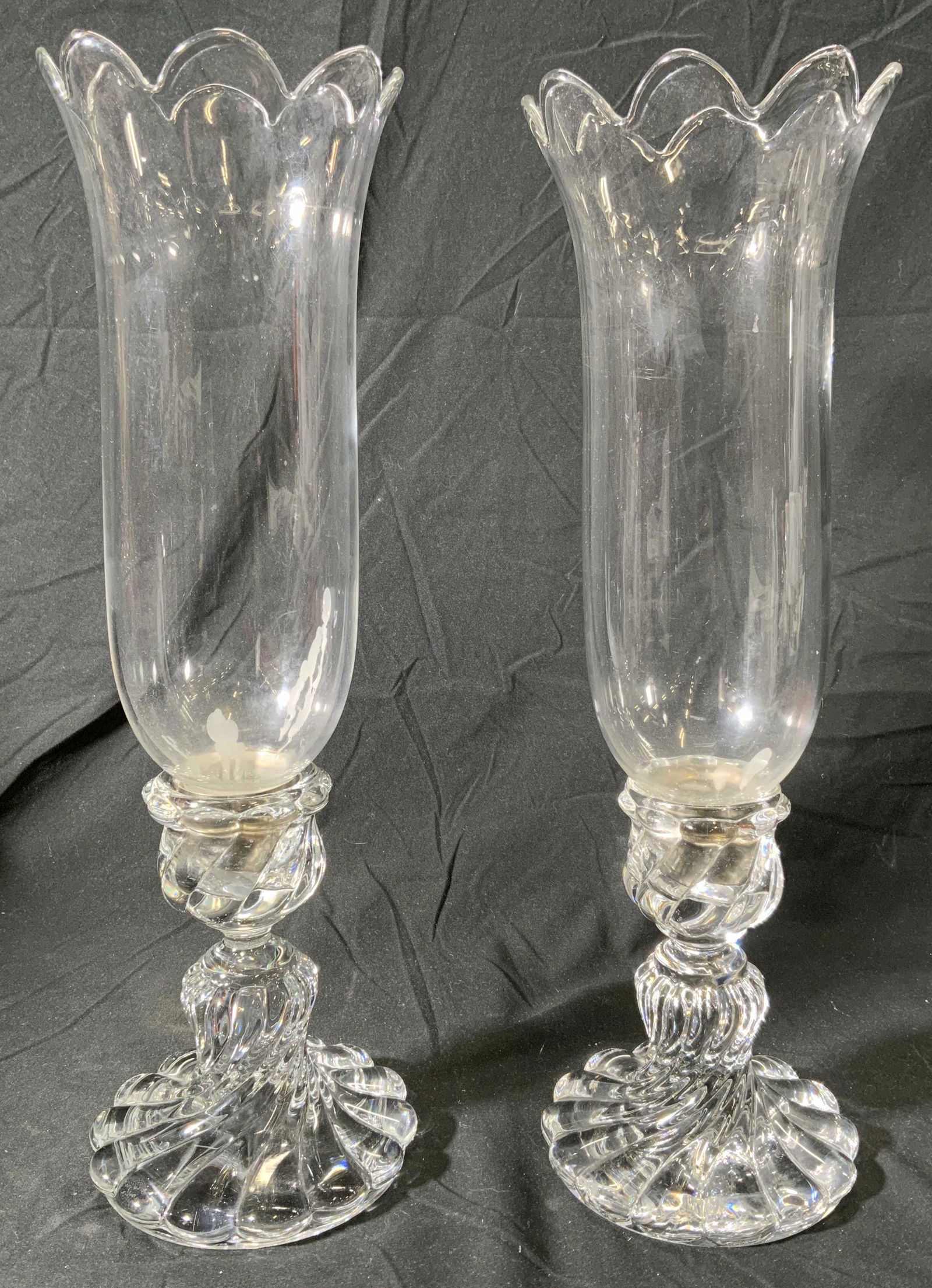 Pair BACCARAT Heavy Crystal Candlesticks w Shades (1 of 8)