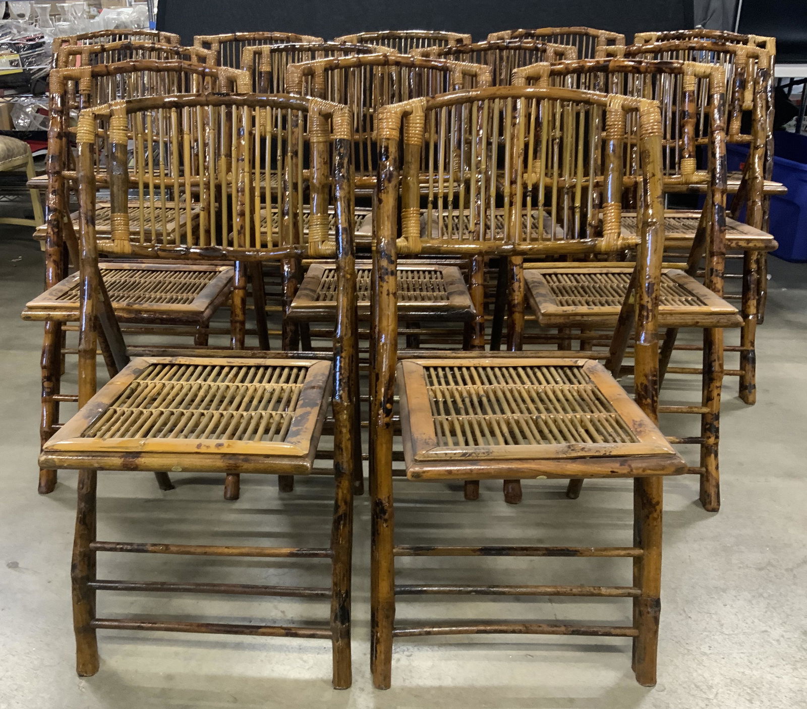 Set 14 Bamboo Style Wooden Folding Chairs (1 of 10)