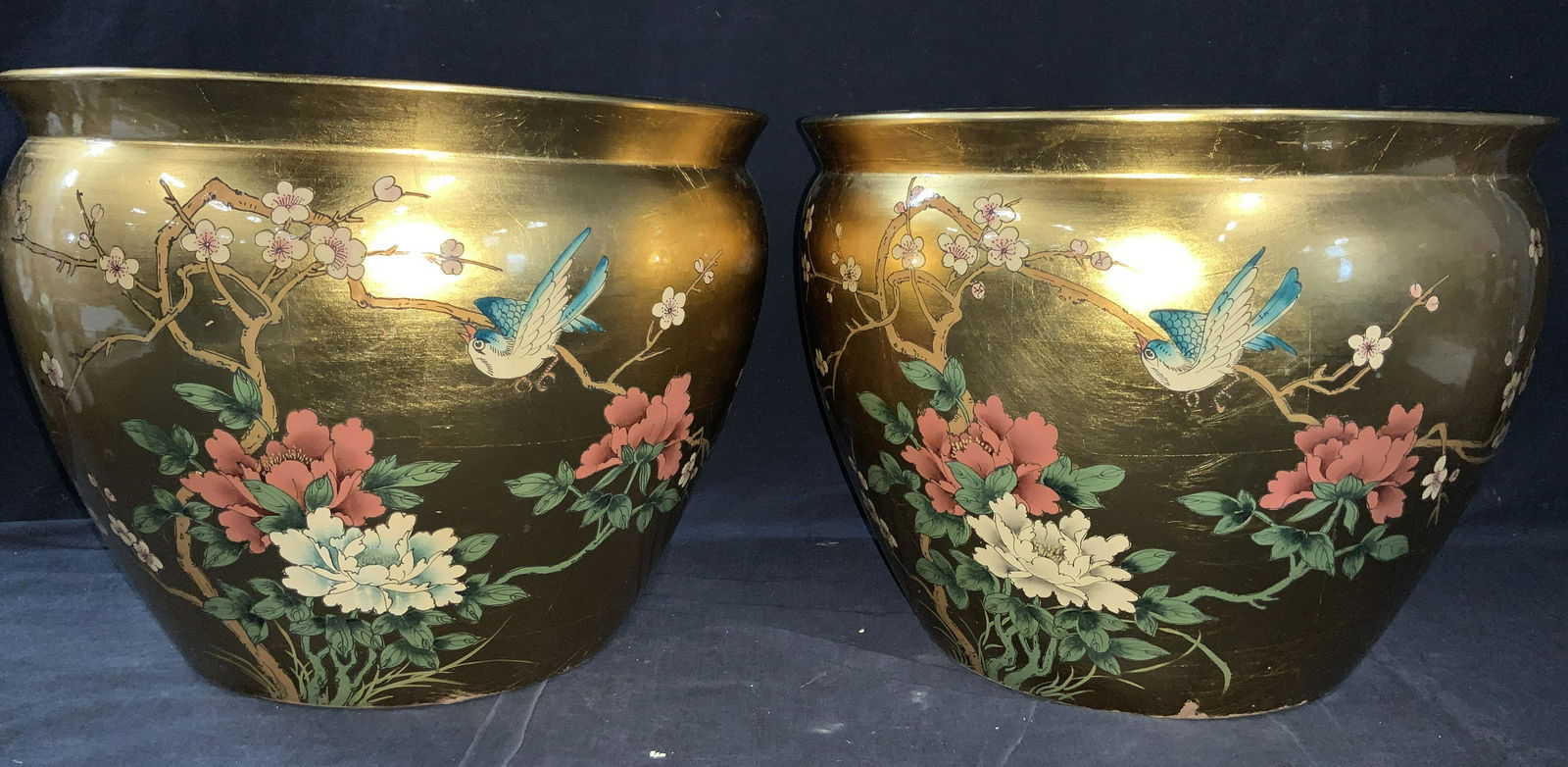 2 Asian Style Hand Painted & Gold Leafed Planters (1 of 12)