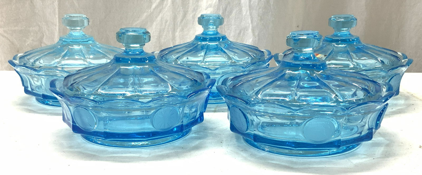 Set 5 FOSTORIA COIN Lidded Bowls (1 of 7)