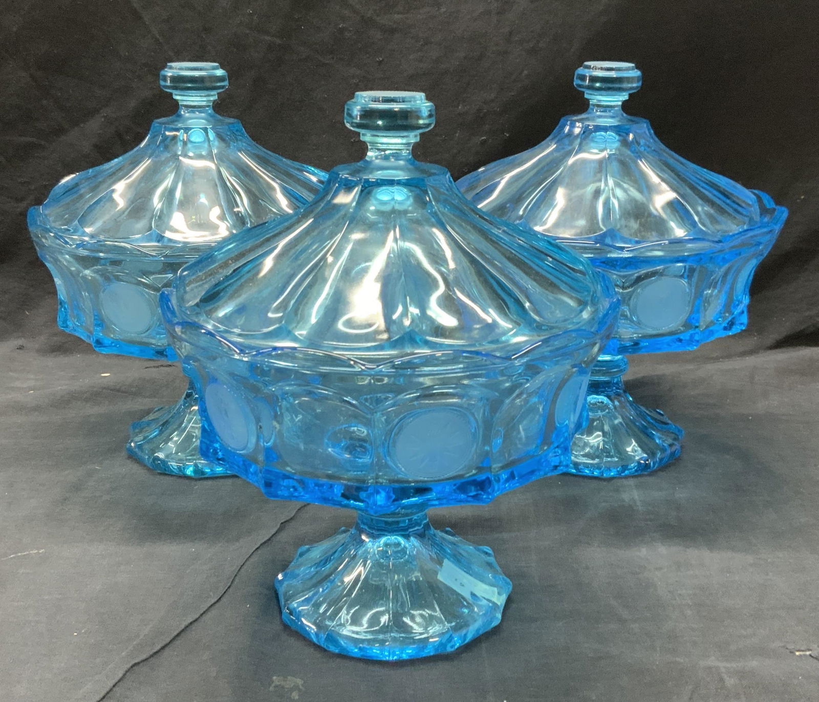 Set 3 Vtg FOSTORIA Footed Coin Glass Bowls (1 of 8)