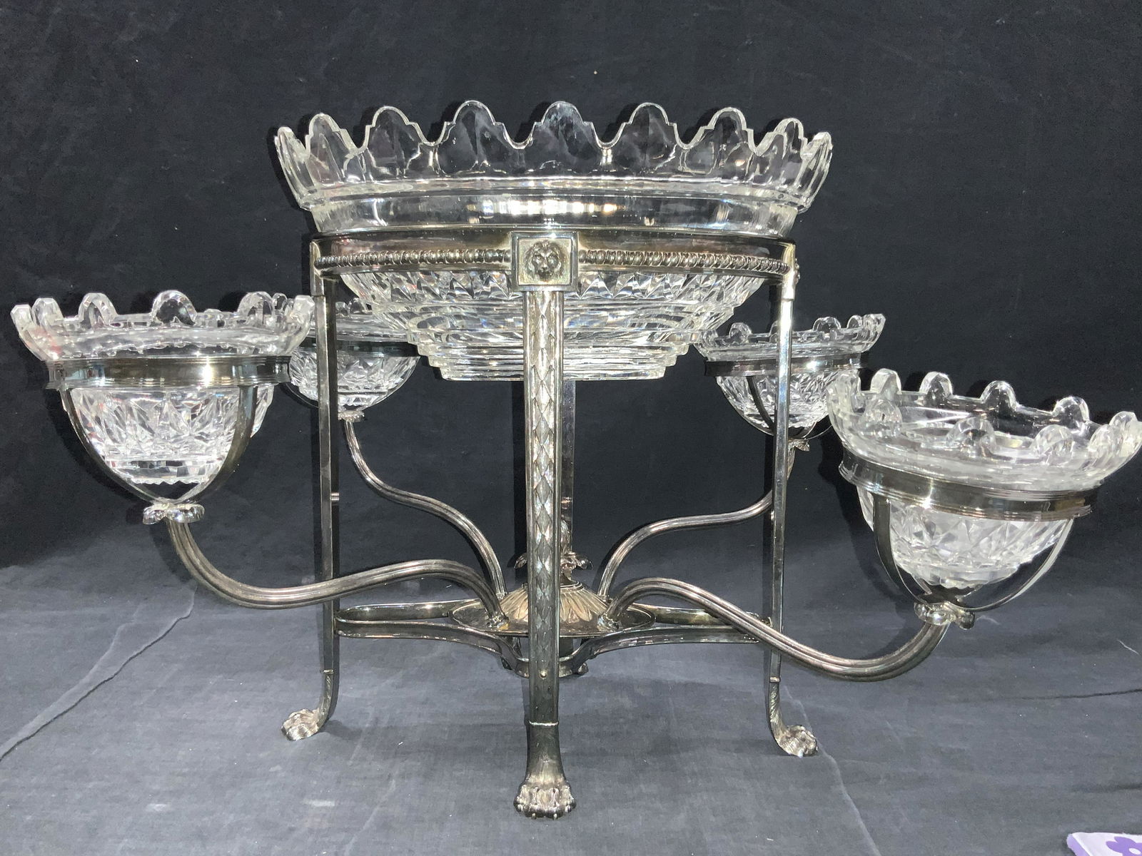 Victorian Style Sterling & Plate Crystal Epergne (1 of 12)