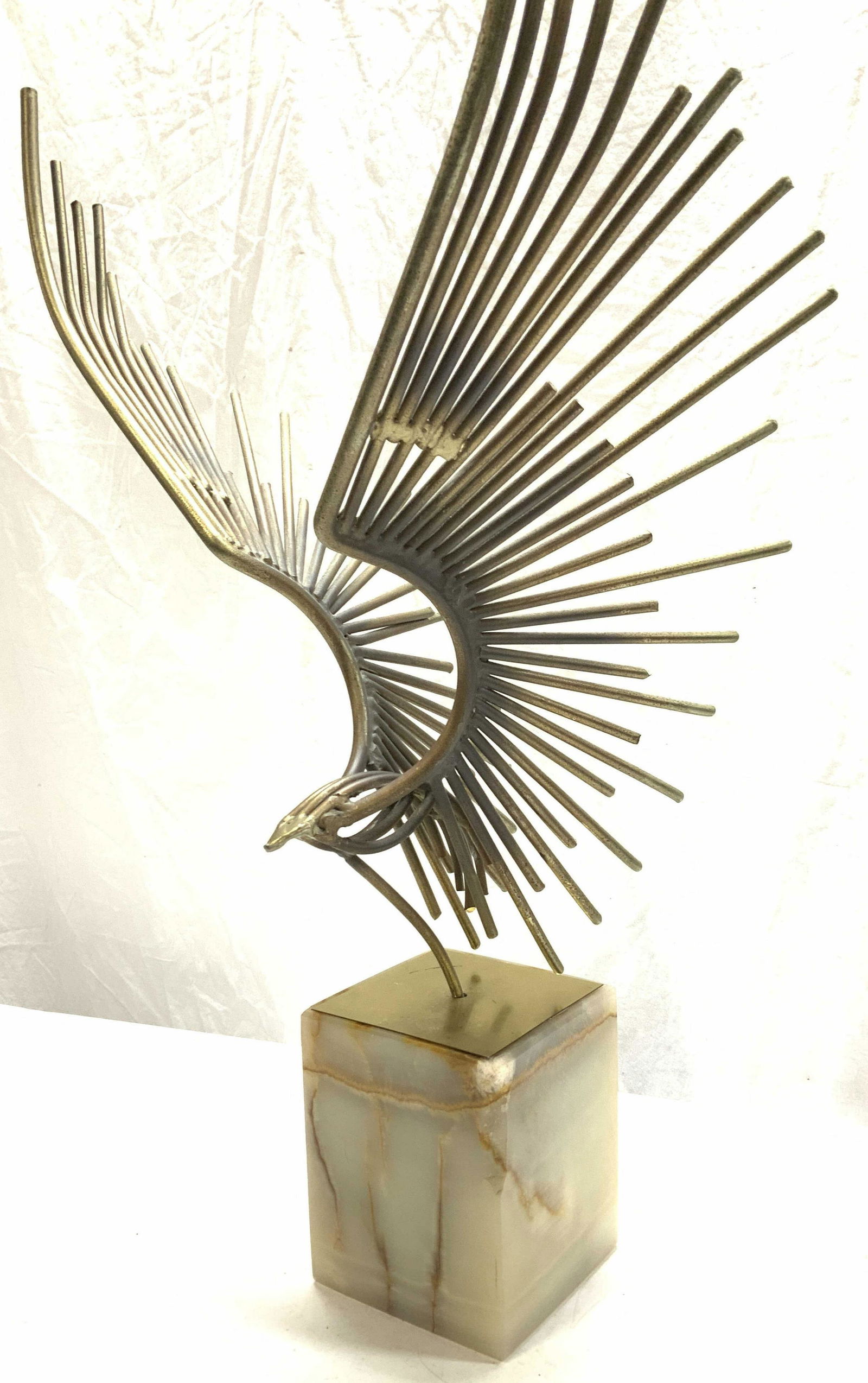 Abstract MCM Metal Bird Sculpture on Stone (1 of 10)