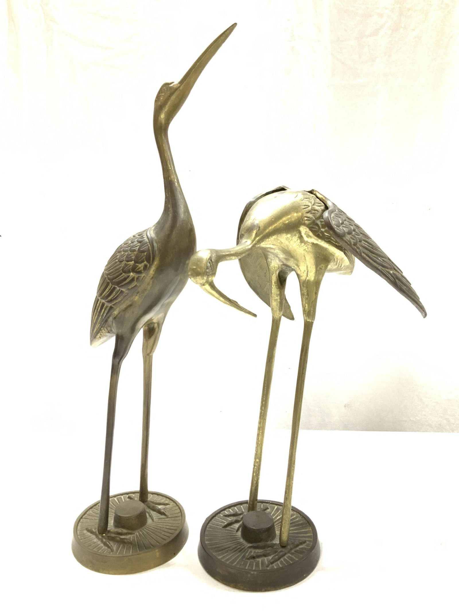 Pair Brass Crane Table Statues (1 of 5)