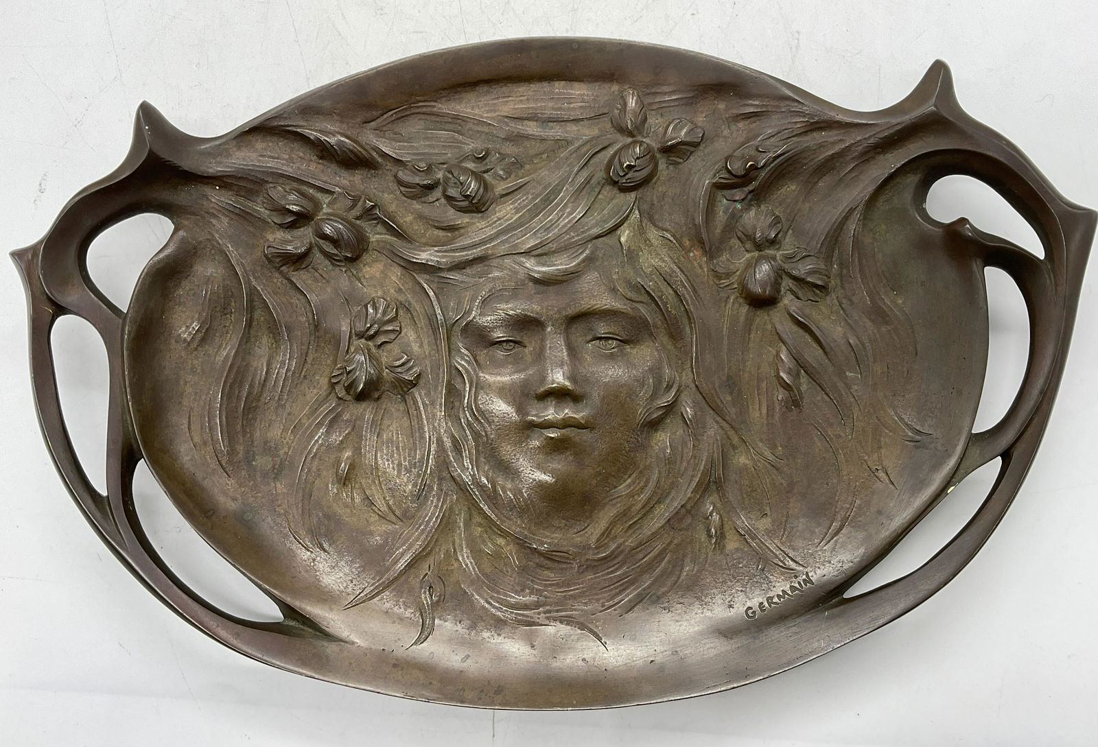 German Bronze Ornate Relief Portrait Tray (1 of 6)