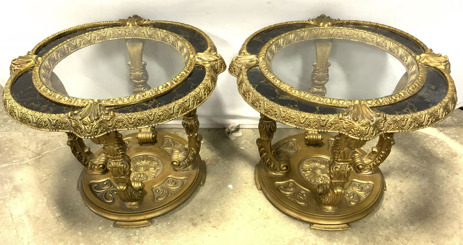 Pair Late 20th C Hollywood Regency Tables (1 of 10)