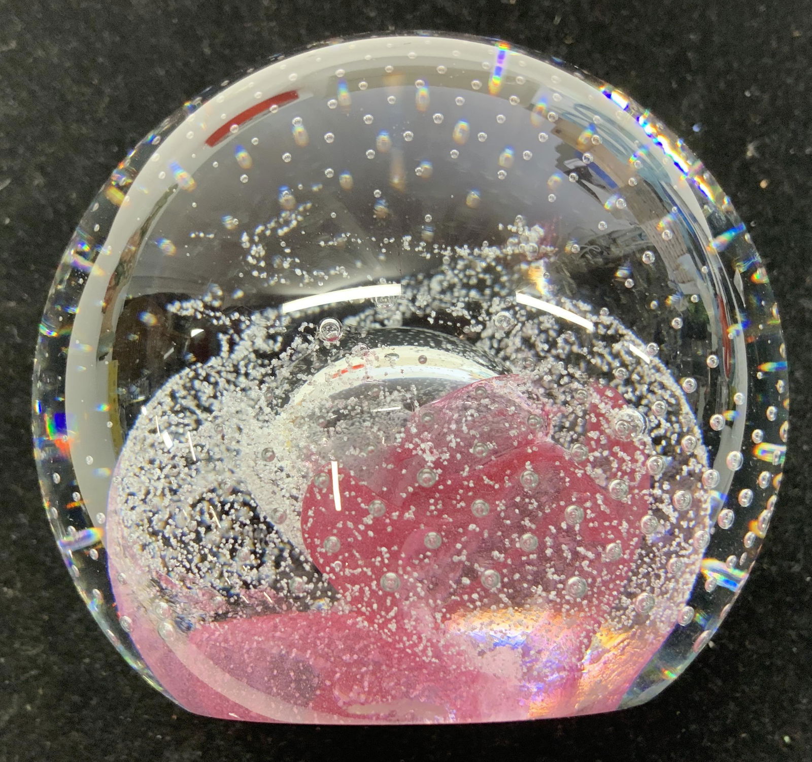 Caithness Pink Champagne Glass Paperweight, Sgn (1 of 8)