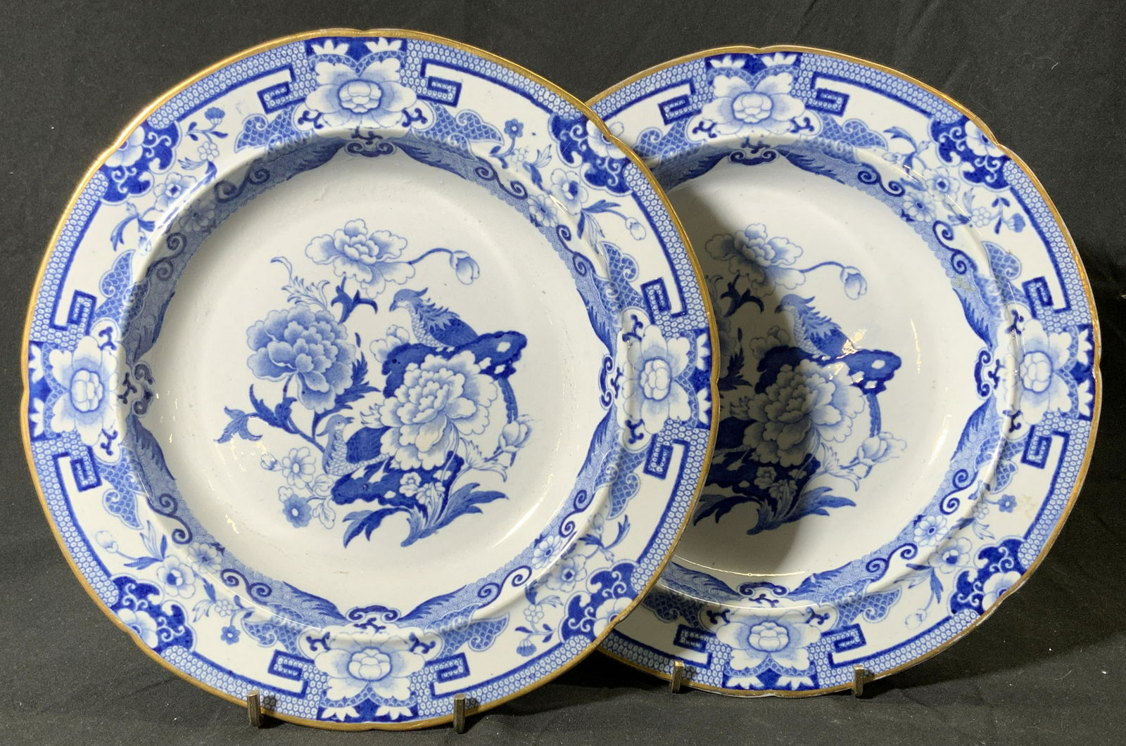 Pair Early MASONS Blue & White China Plates (1 of 12)