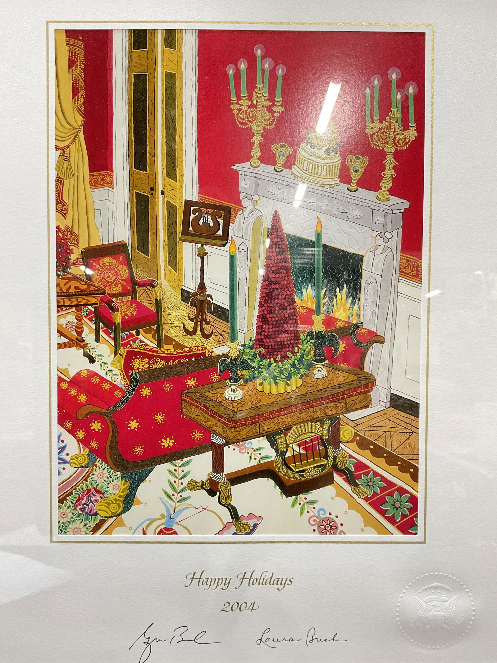 White House Framed Holiday Card Lithograph (1 of 7)