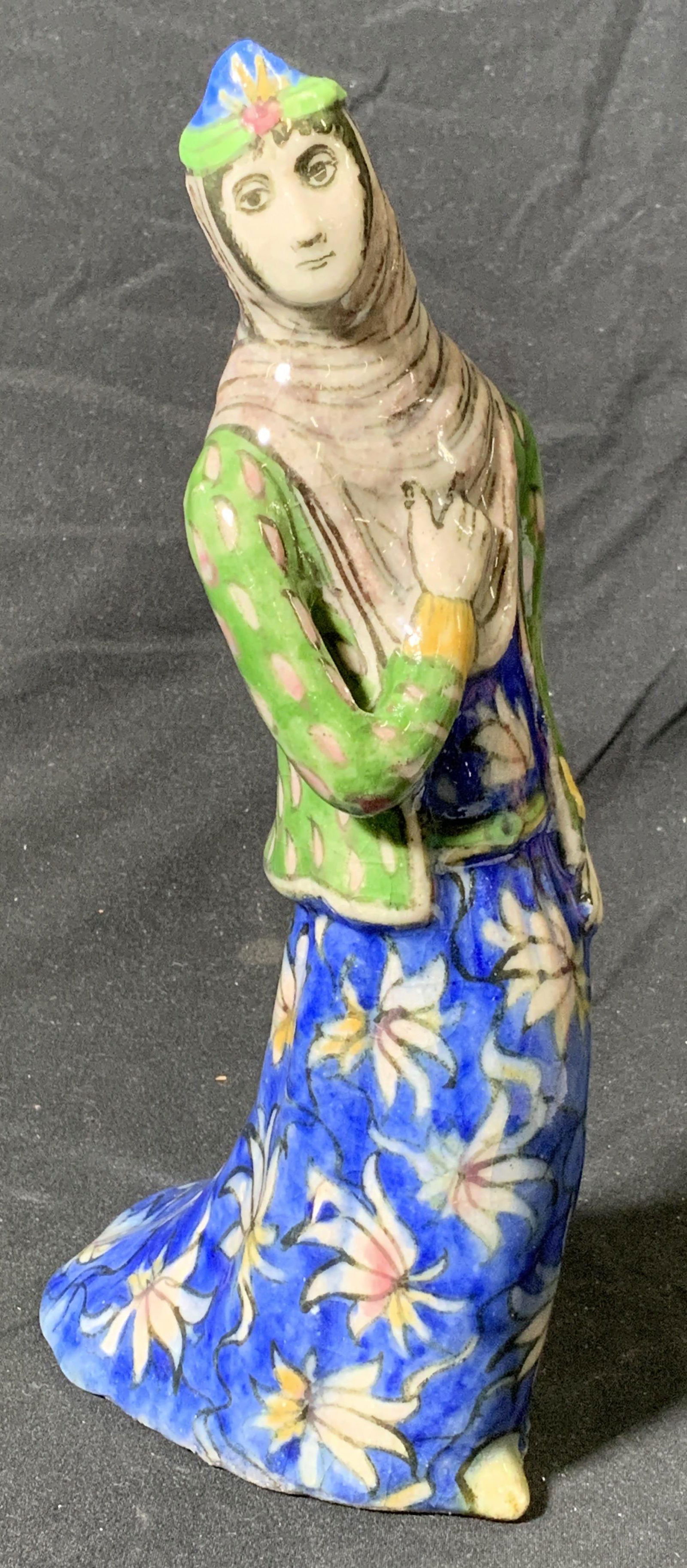 Signed Persian Pottery Figural (1 of 6)