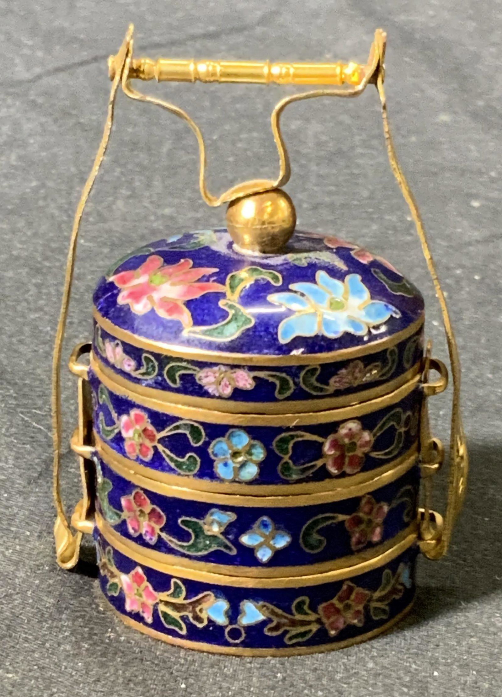 Vtg Chinese Cloisonne Stacking Spice Box (1 of 5)