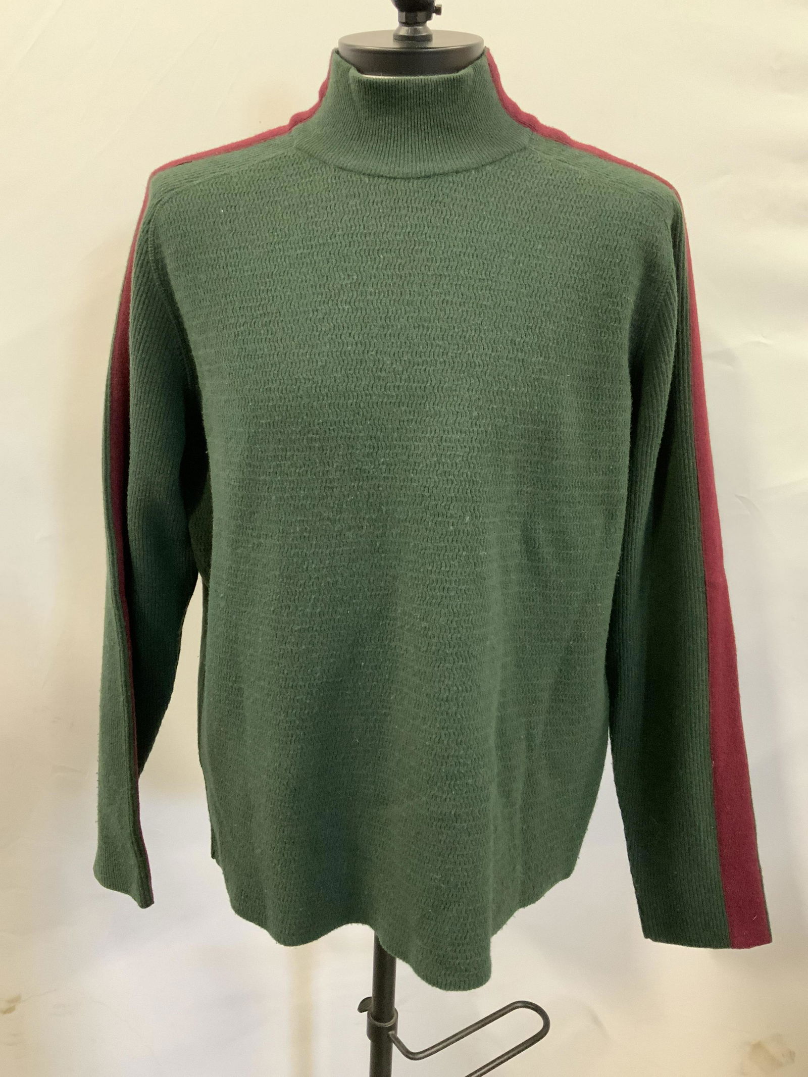 DUNHILL Green/Burgundy Stripe Wool Sweater (1 of 5)