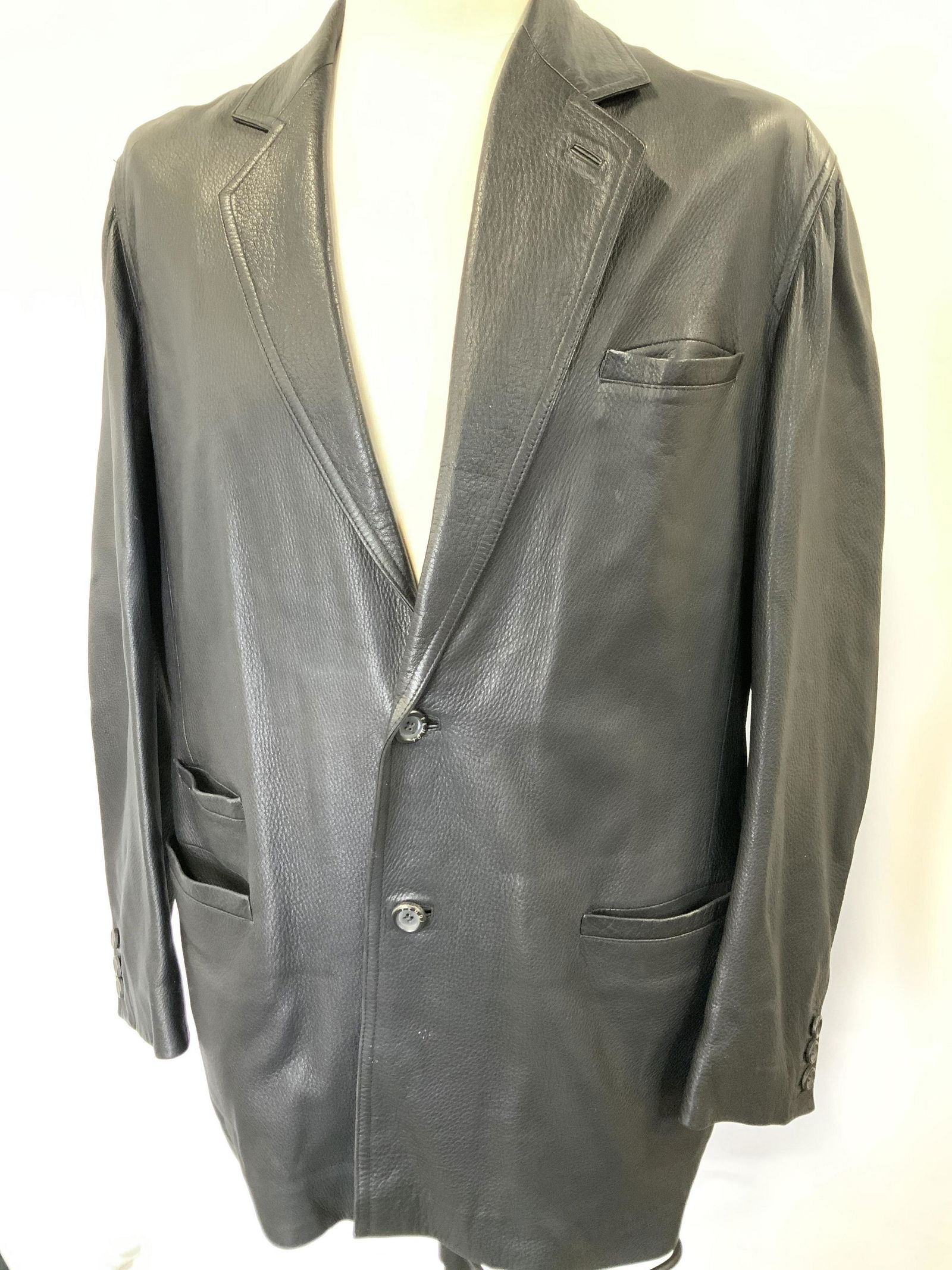 FENDI Vintage Black Leather Jacket, Mens Sz 54 (1 of 10)