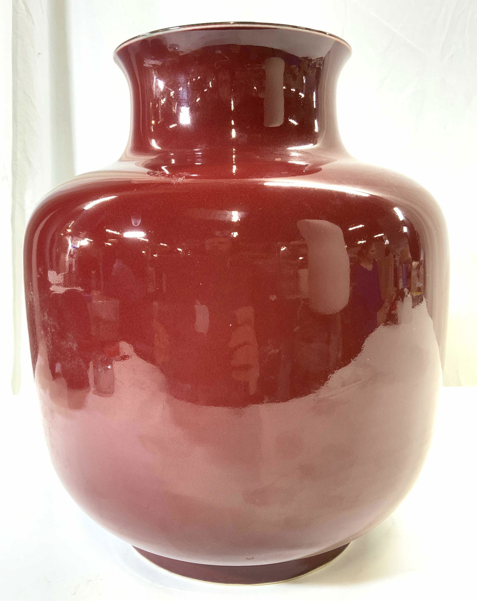 Signed Vintage Asian Blood Red Porcelain Urn Vase (1 of 9)