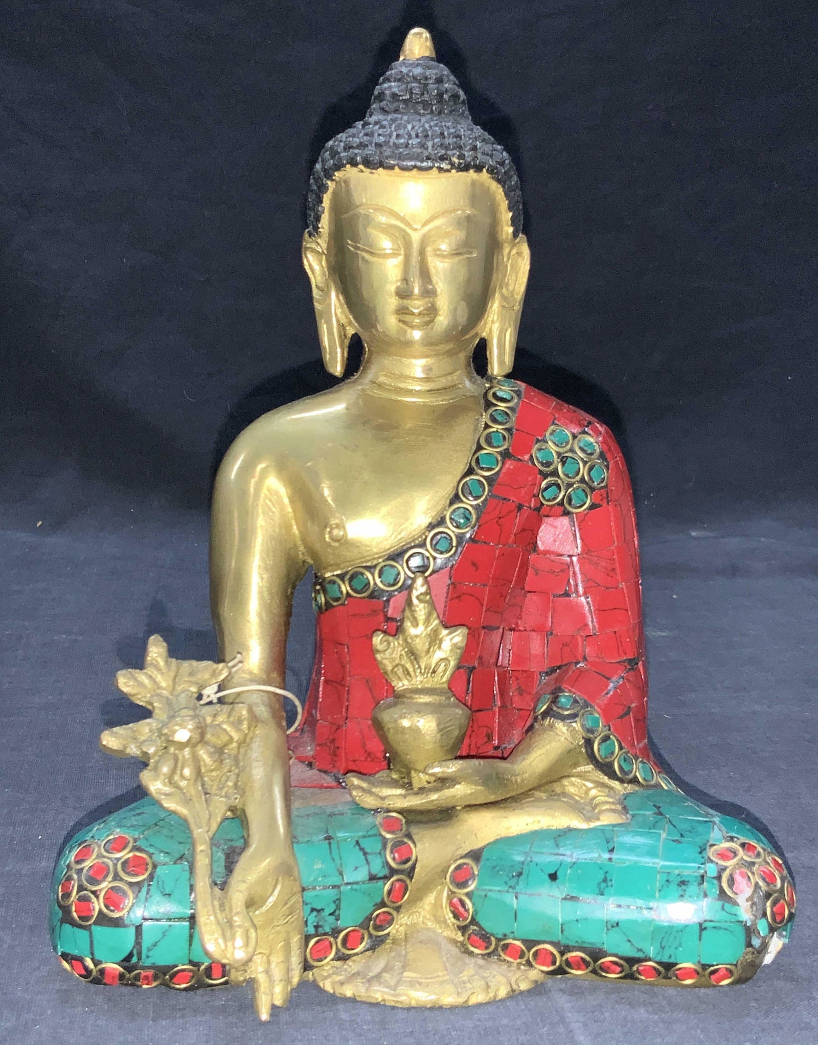 Cast Brass Tibetan Medicine Buddha Sculpture (1 of 10)