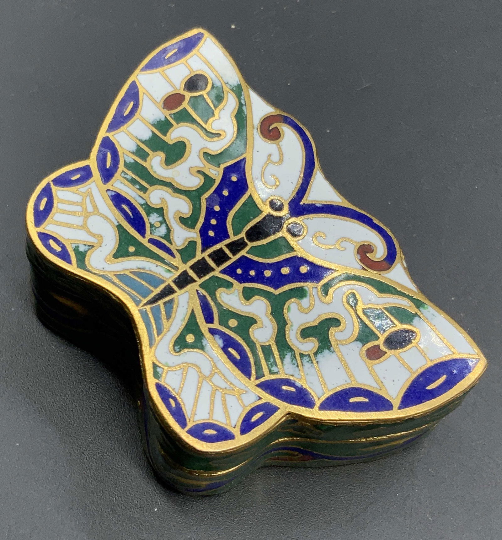 Vintage Asian Cloisonne Butterfly Pill Box (1 of 12)