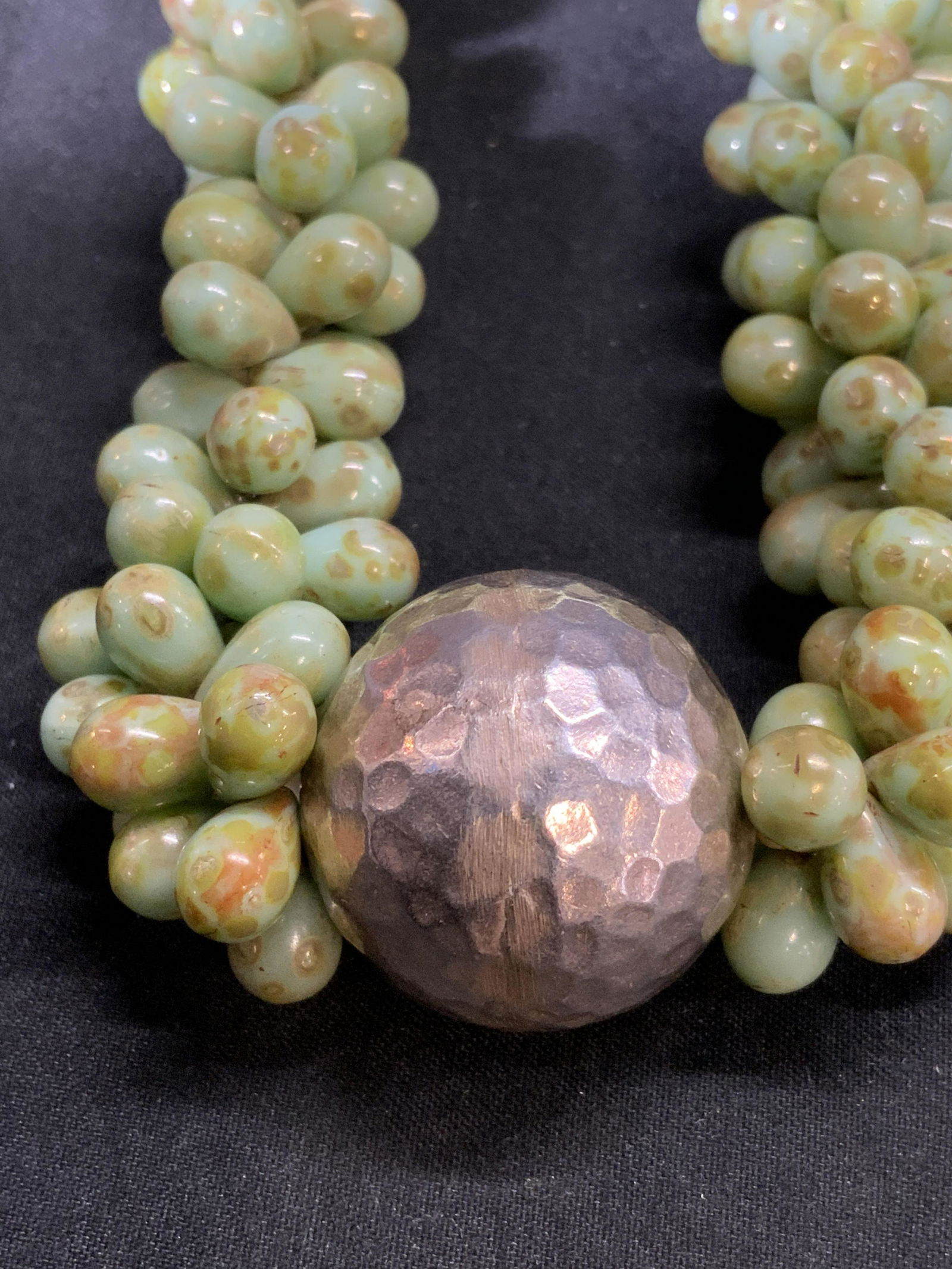 Vtg STERLING SILVER Green Beaded Necklace (1 of 6)