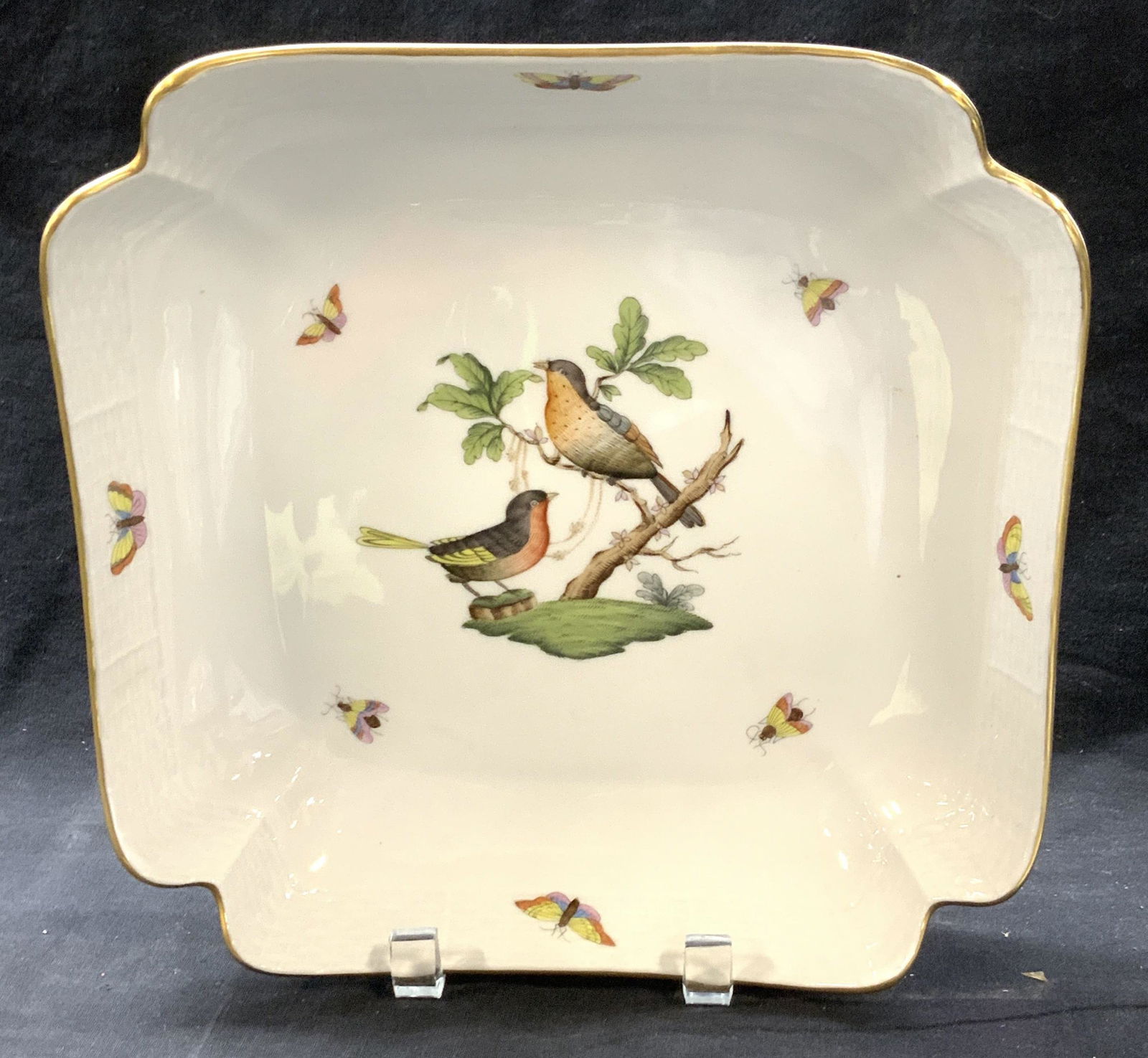 Herend Hungary Rothschild Bird Square Bowl 181 RO (1 of 7)