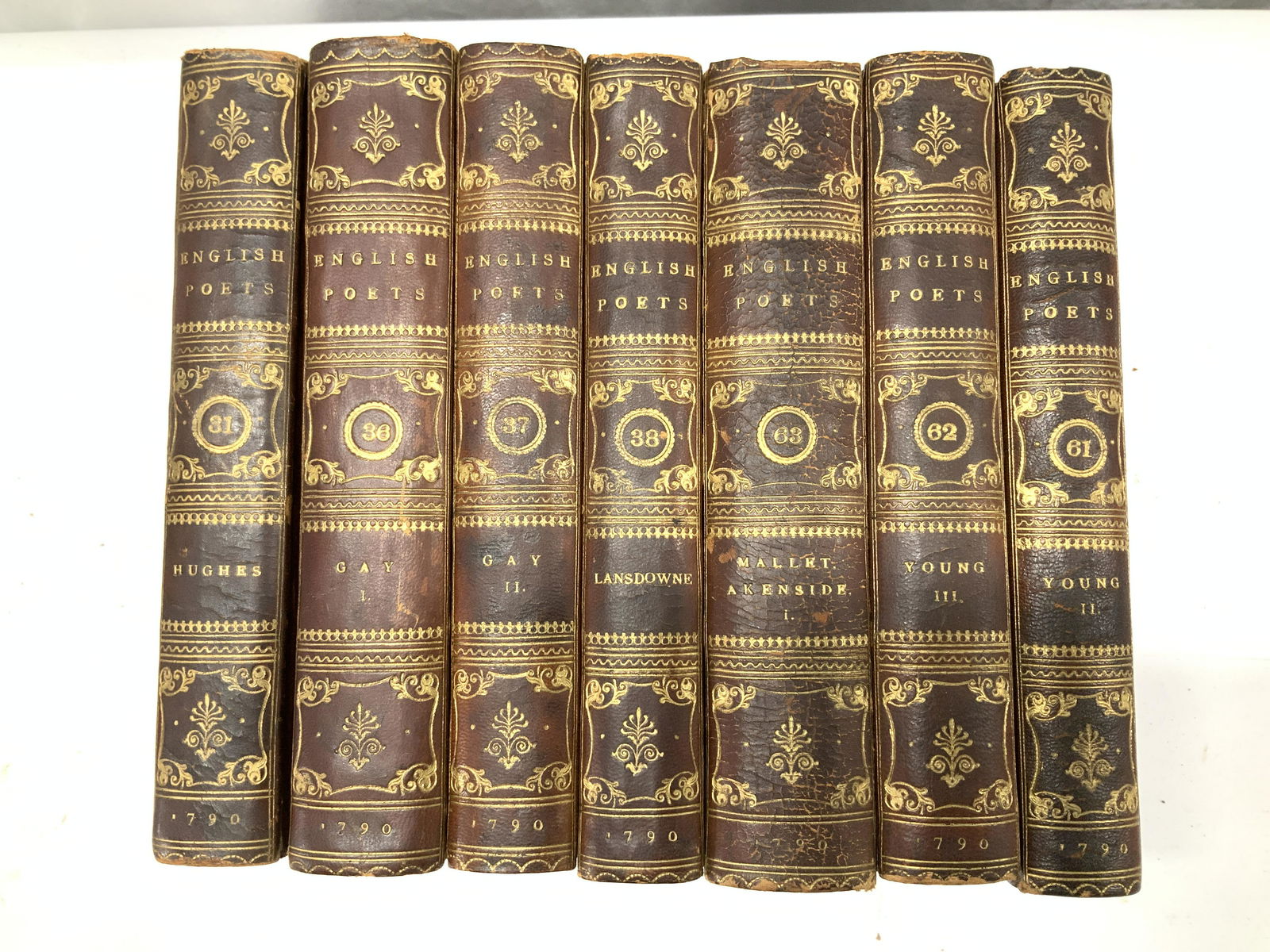 Set 75 Antique Books Works of English Poets, 18thC (1 of 15)
