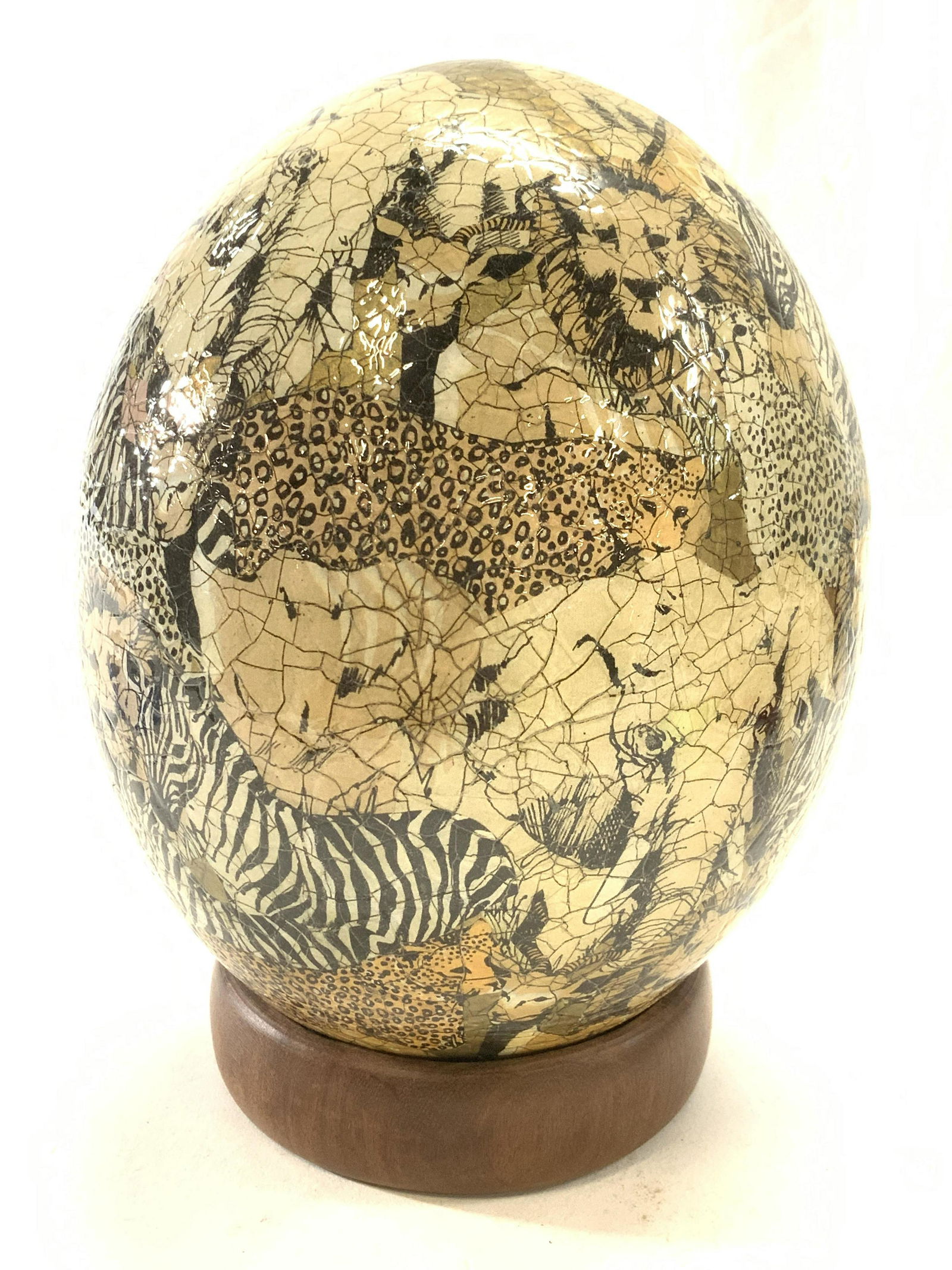 Decoupage Ostrich Egg w African Safari Animals, 2 (1 of 8)