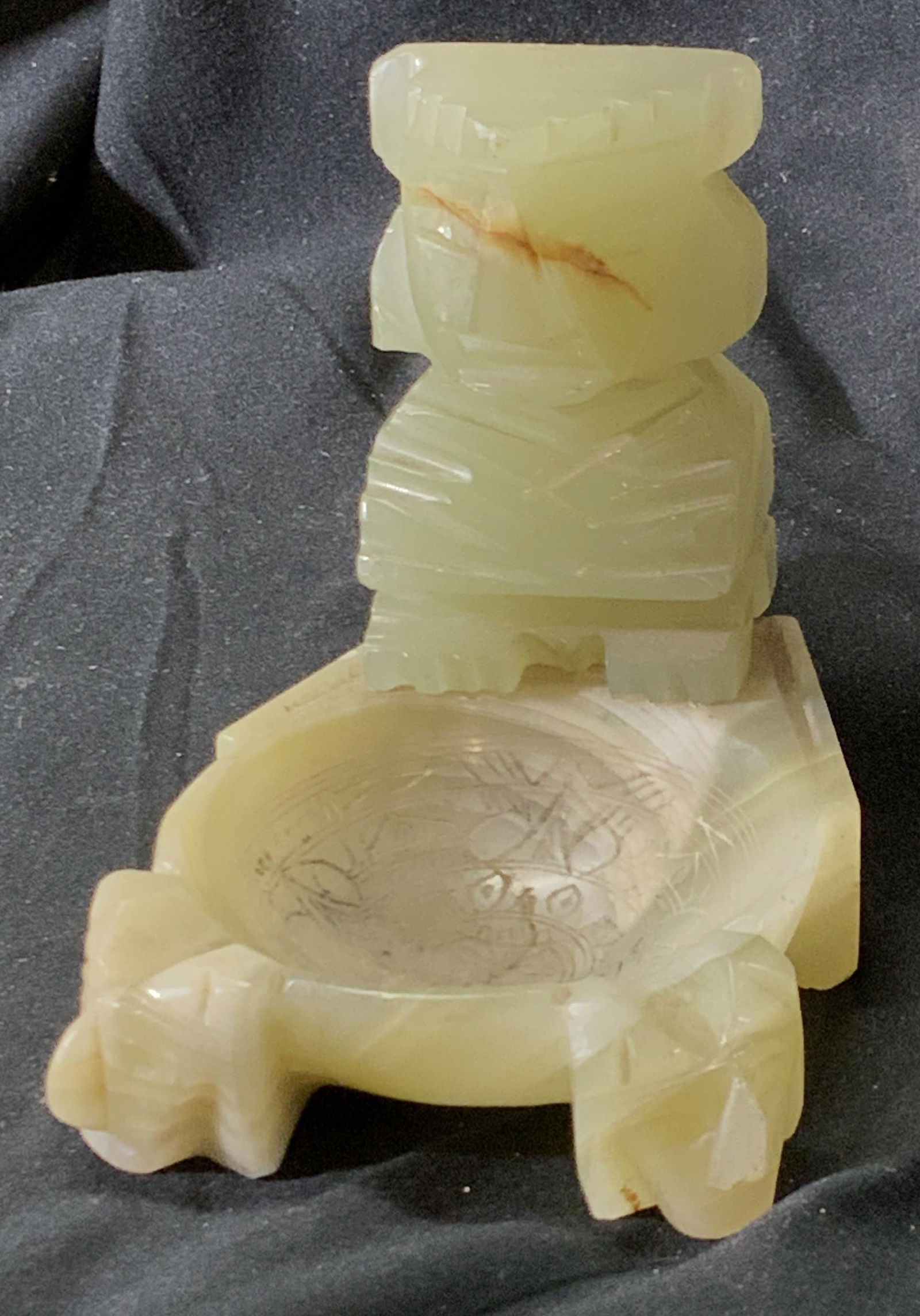 Mesoamercan Carved Natural Stone Ashtray (1 of 7)