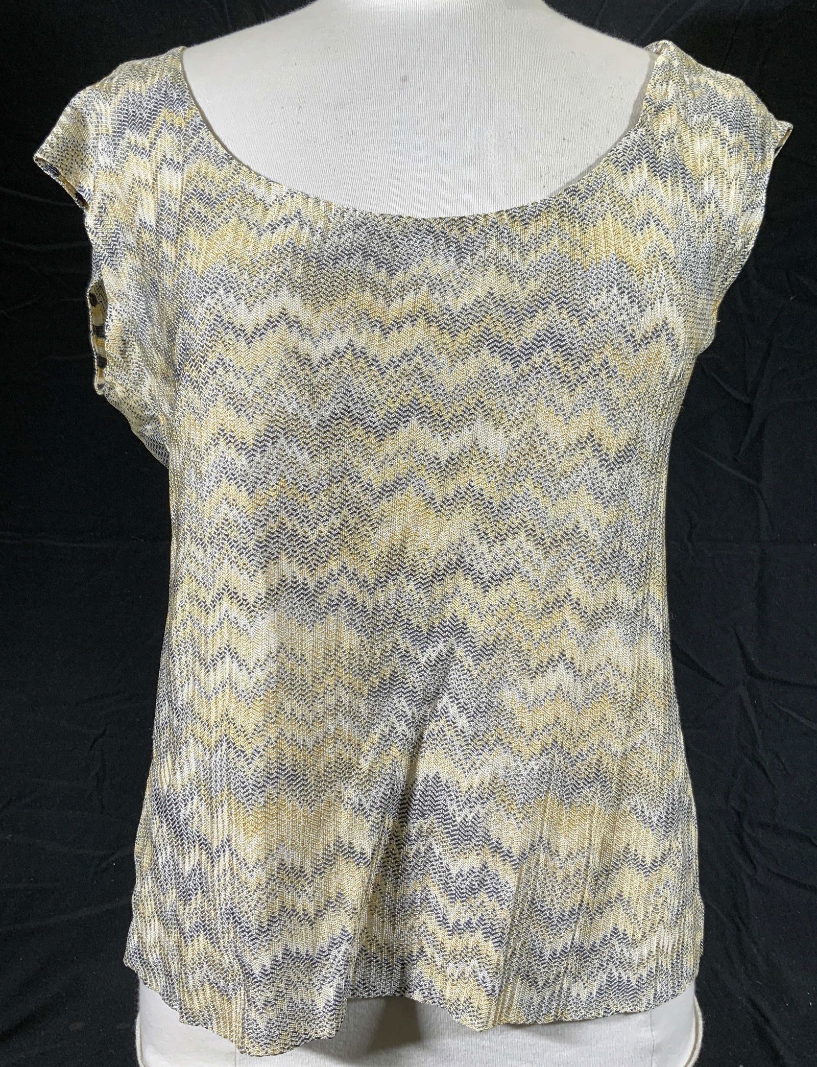 MISSONI Beige Tone Cap Sleeve Zigzag Top (1 of 5)