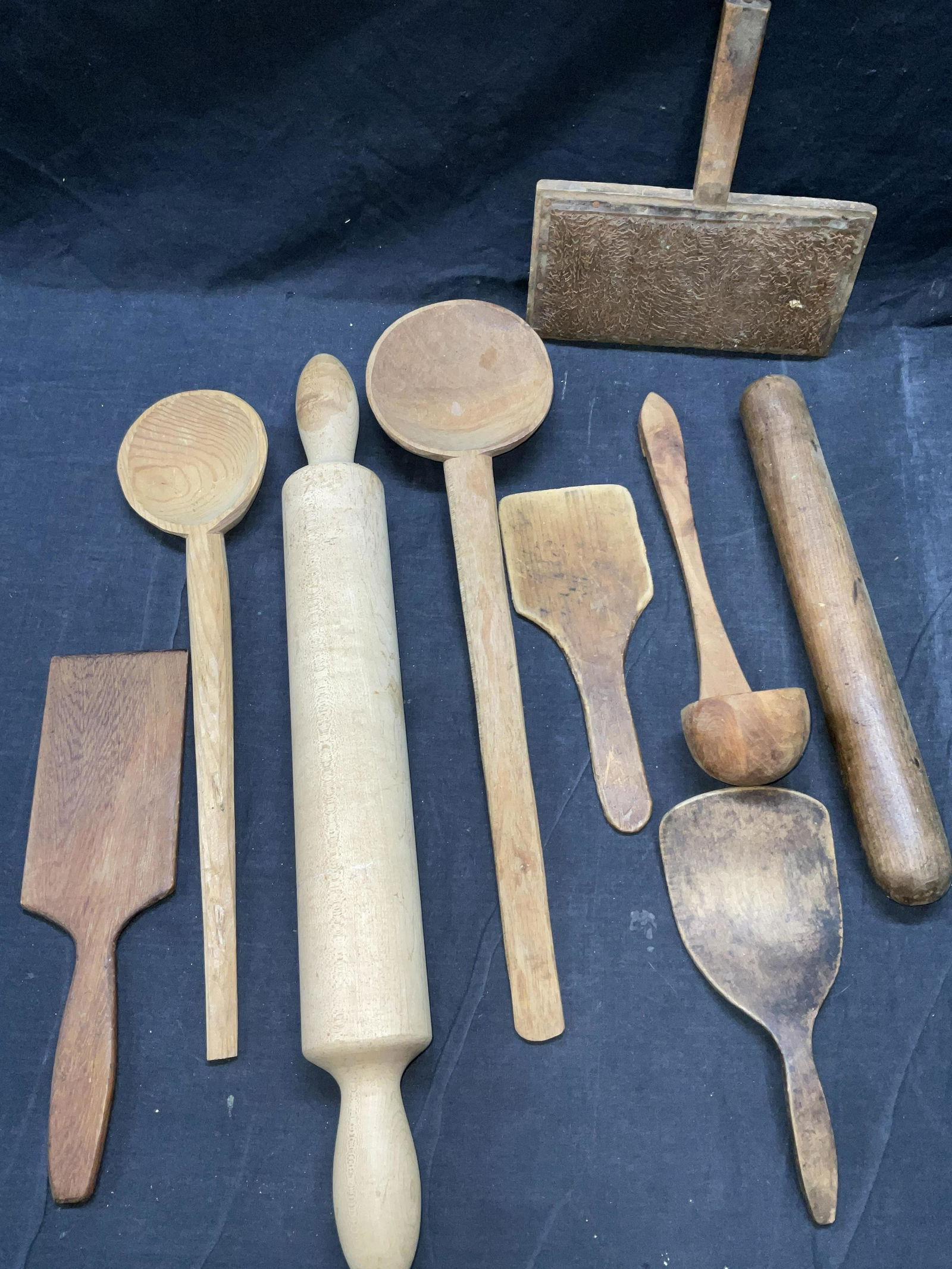 Lot 9 Vintage Wooden Carved Kitchen Utensils (1 of 5)