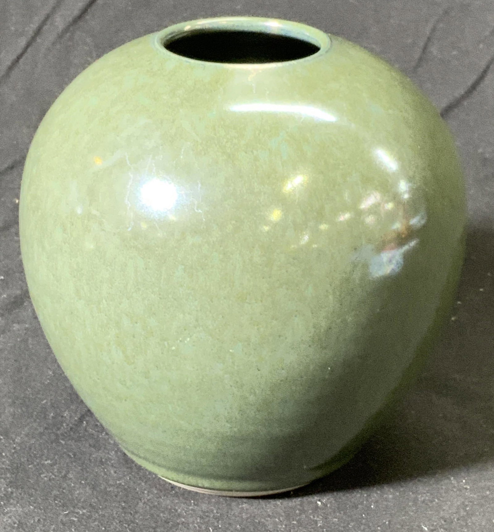 Signed Ceramic Art Pottery Green Bud Vase (1 of 5)