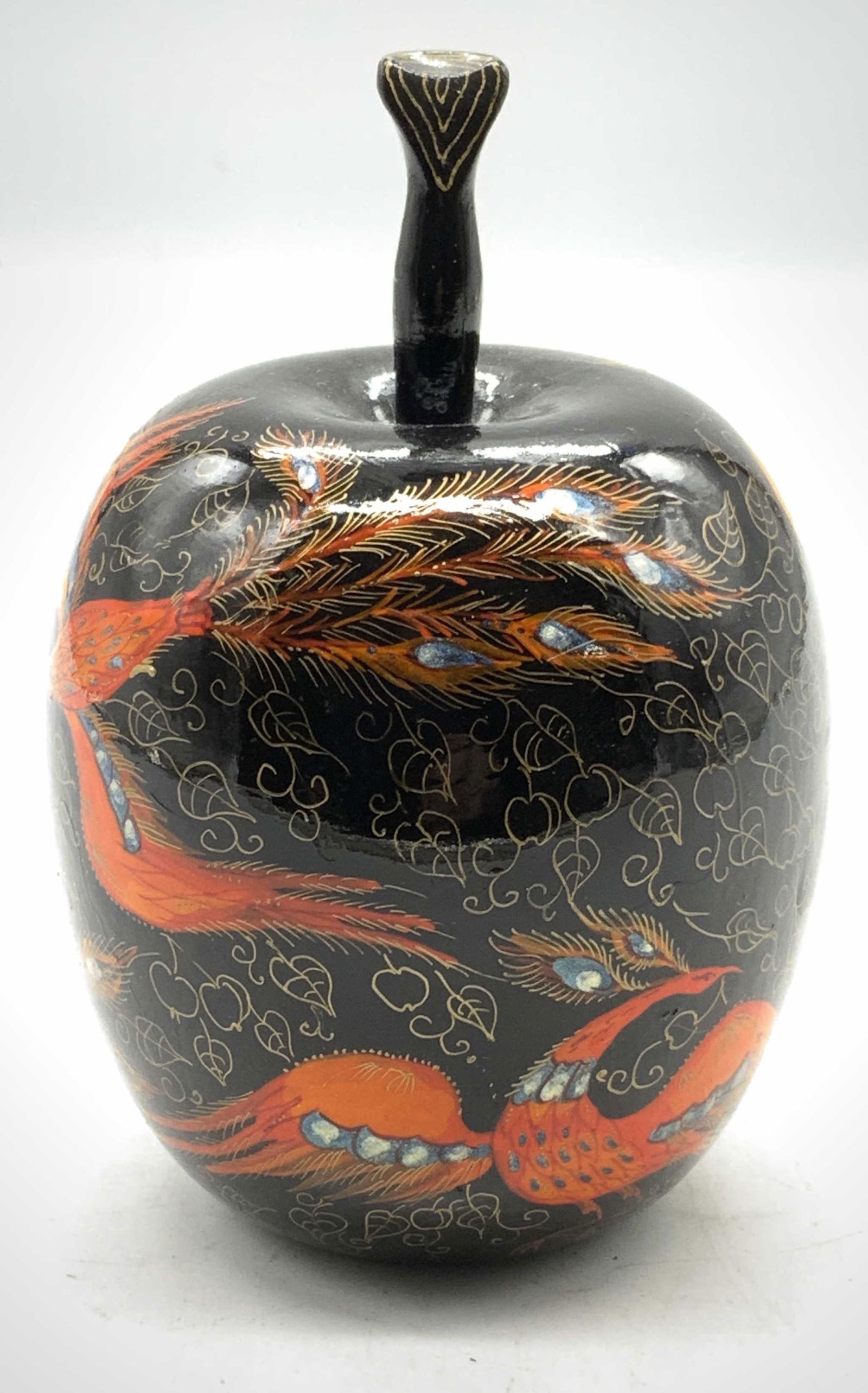 Signed Russian Lacquerware Wood Apple Paperweight (1 of 5)