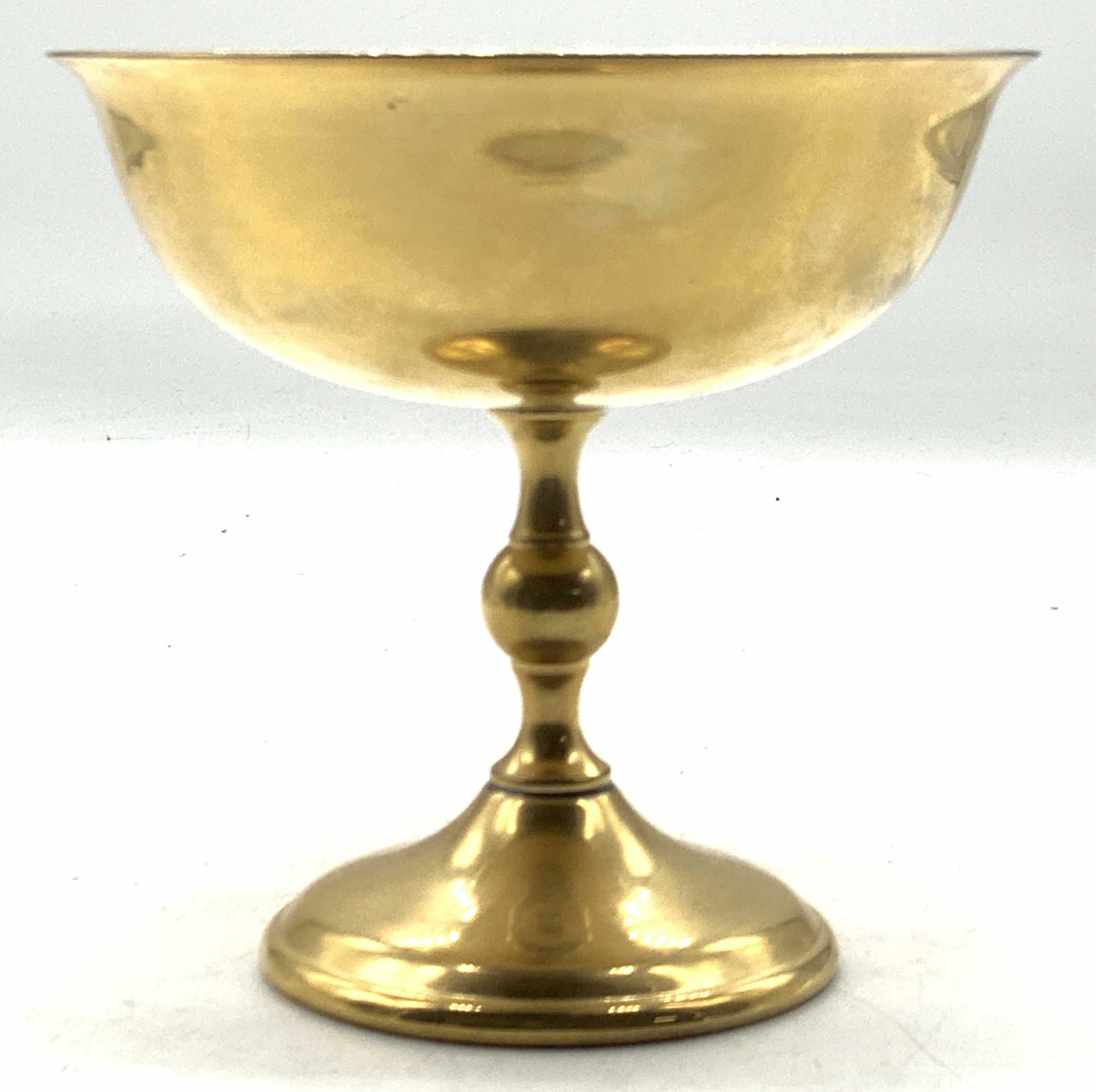 Vintage WA Gold Plated Footed Vessel/ Goblet: Vintage gold plated footed compote marked on underside with hallmark of a shield with WA on, a crown over the shield and Etched Italy. Gold plated Italy. Approximately 4.25 inches tall and 4.5 inch di