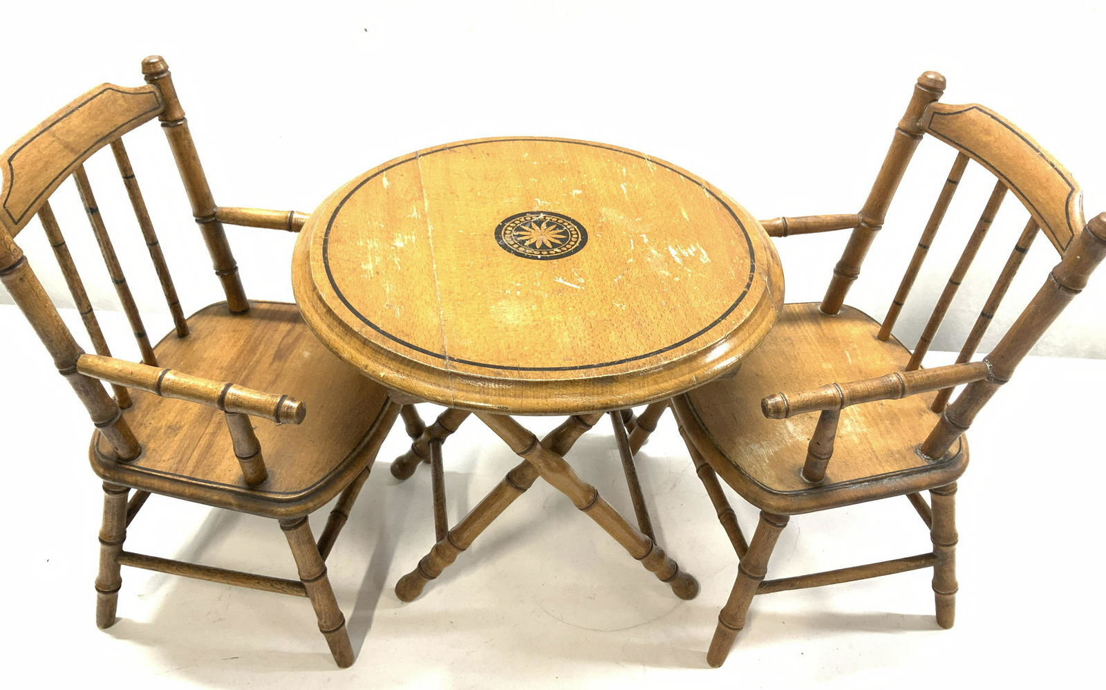 3 Pc Set Handmade Wood Doll Table And Chairs (0217) on Jan 25, 2023