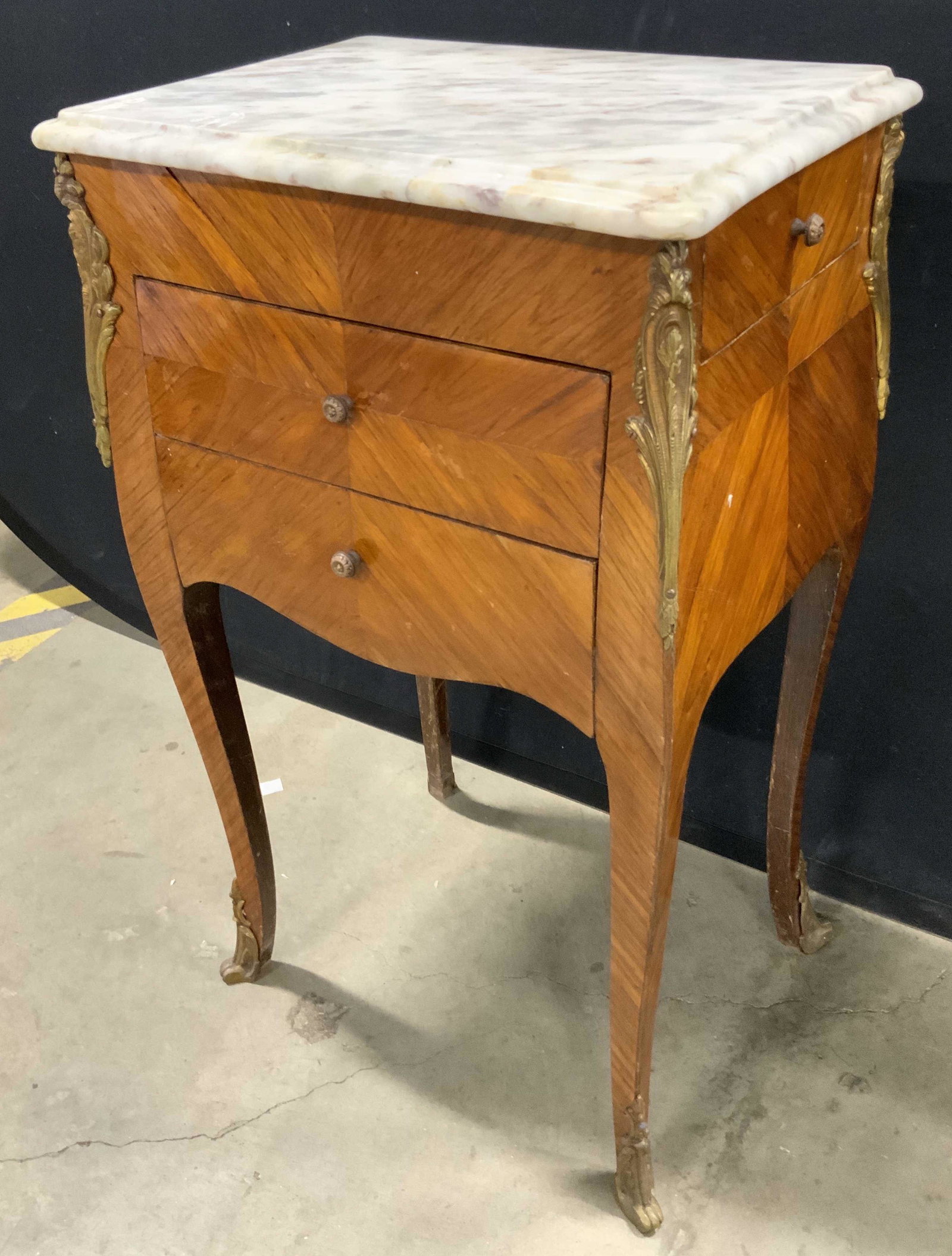 Vintage Marble Topped Wooden Side Table (1 of 13)
