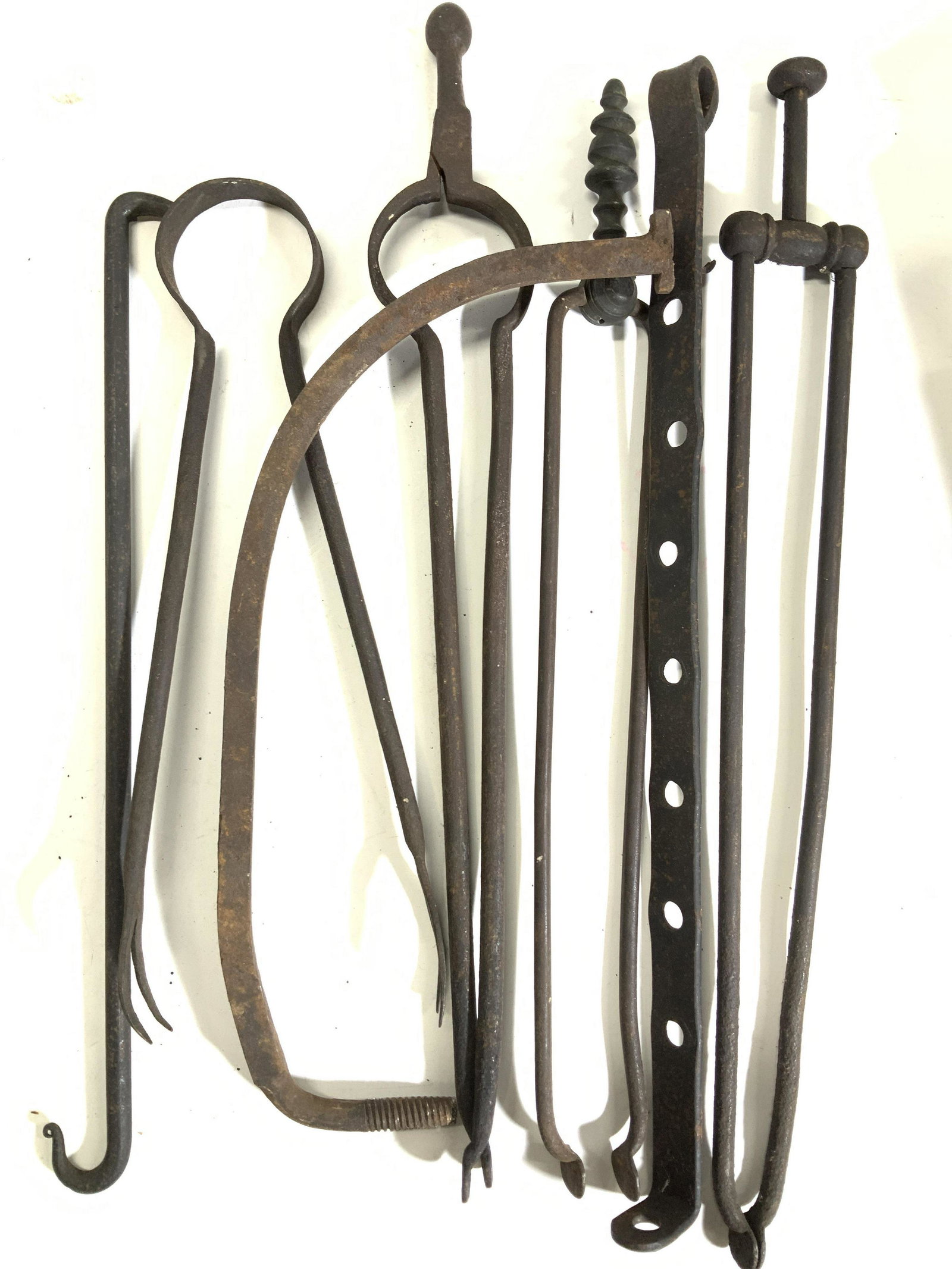 Lot 7 Iron Fireplace Pokers Log Tongs (1 of 6)