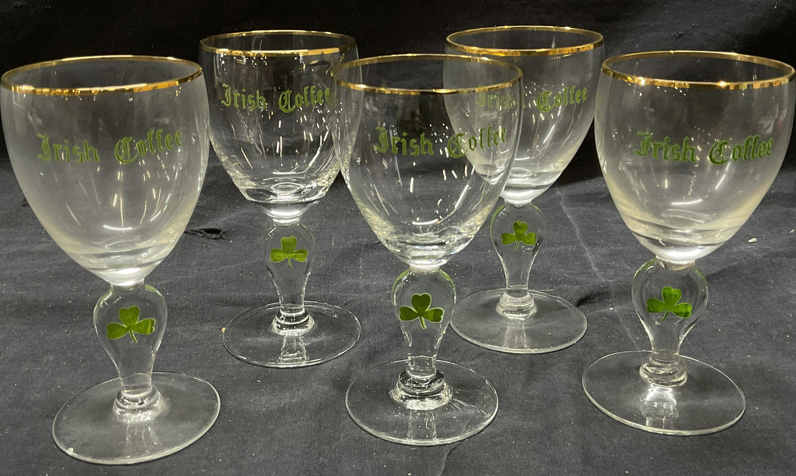 Lot 5 Irish Coffee Stemware Glasses W Clover (1 of 5)