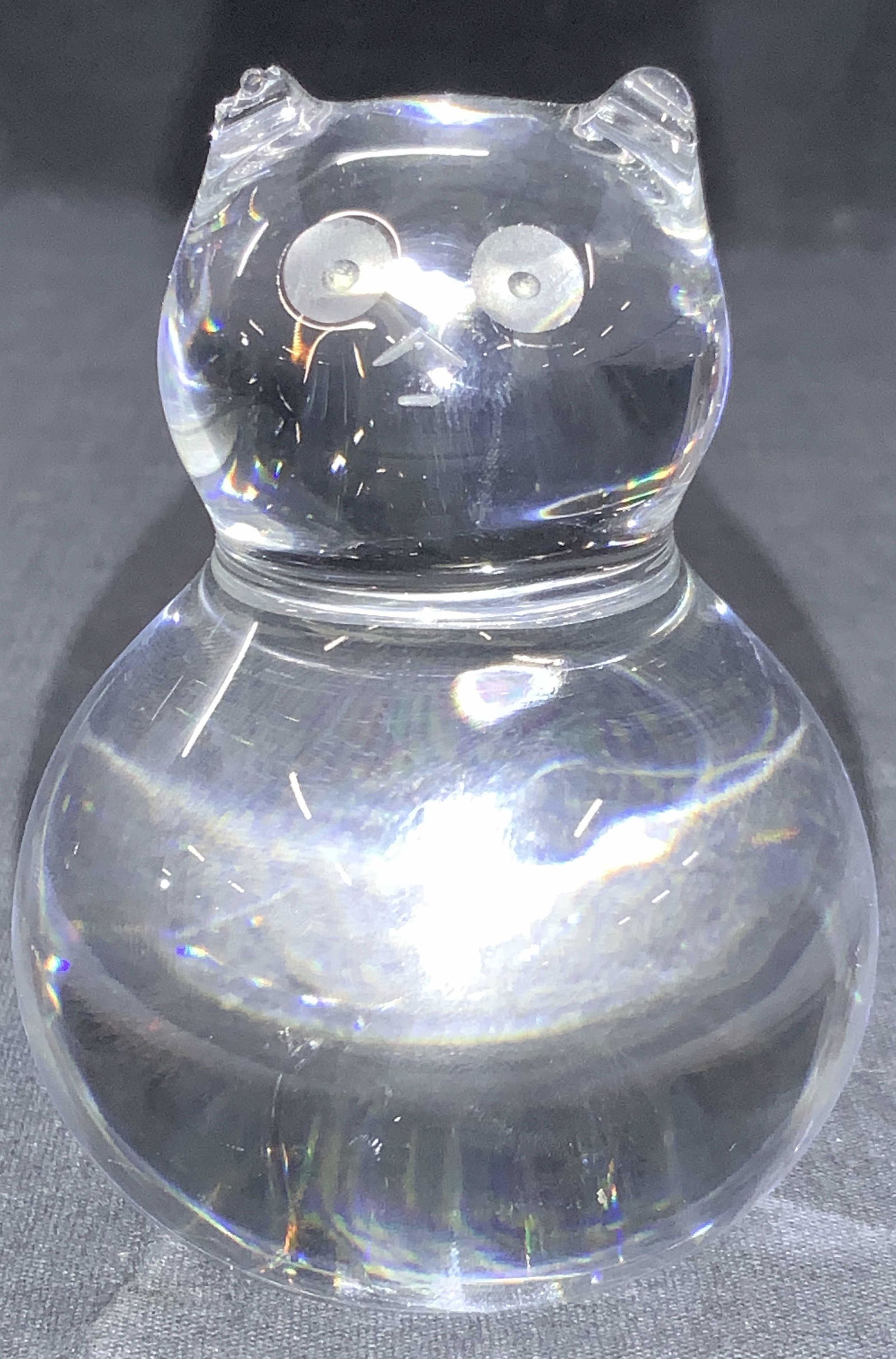 BACCARAT Clear Crystal Orb Cat Figural, France (1 of 8)