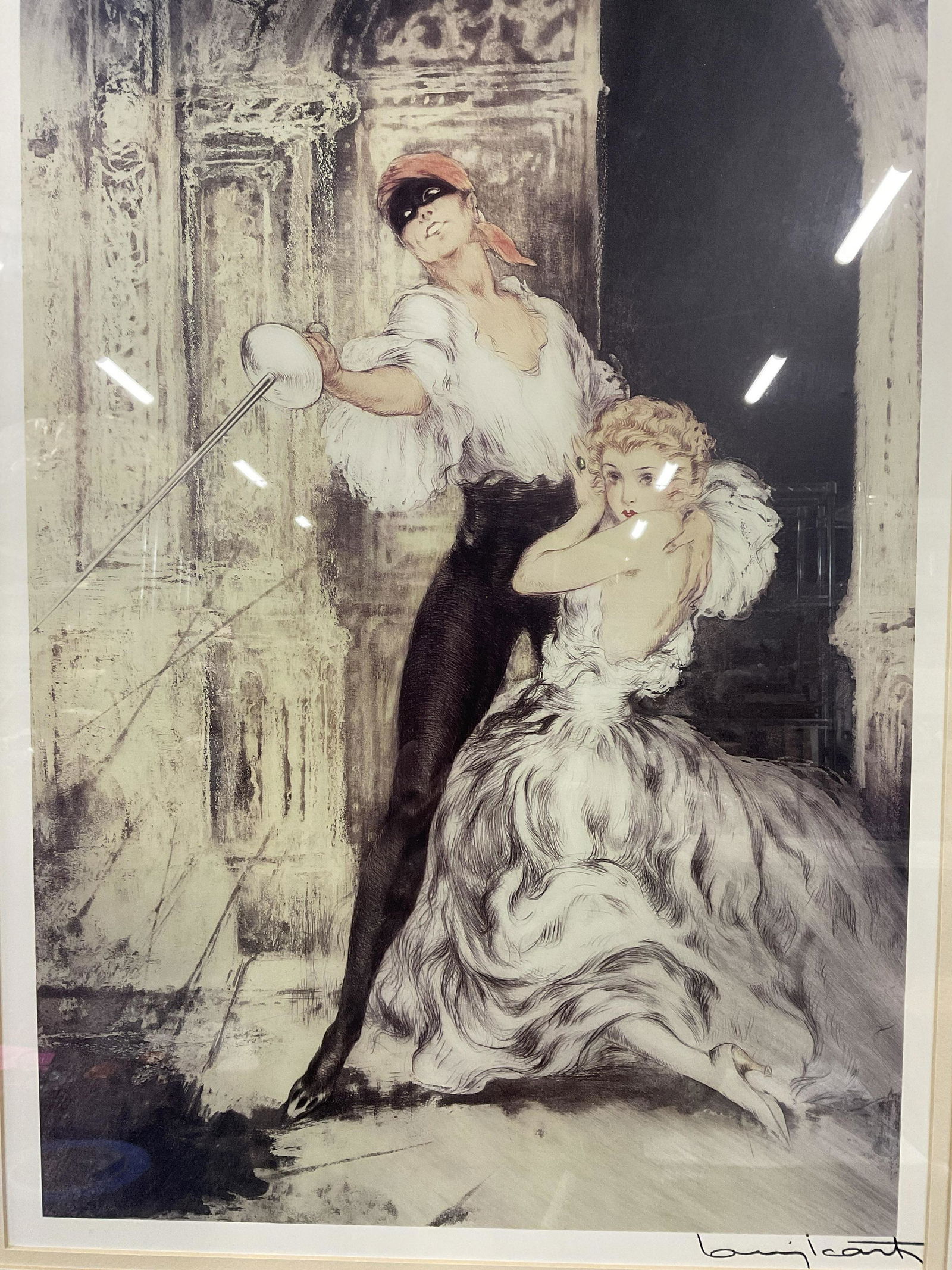 Framed Louis Icart Litho, Woman & Fencer (1 of 7)