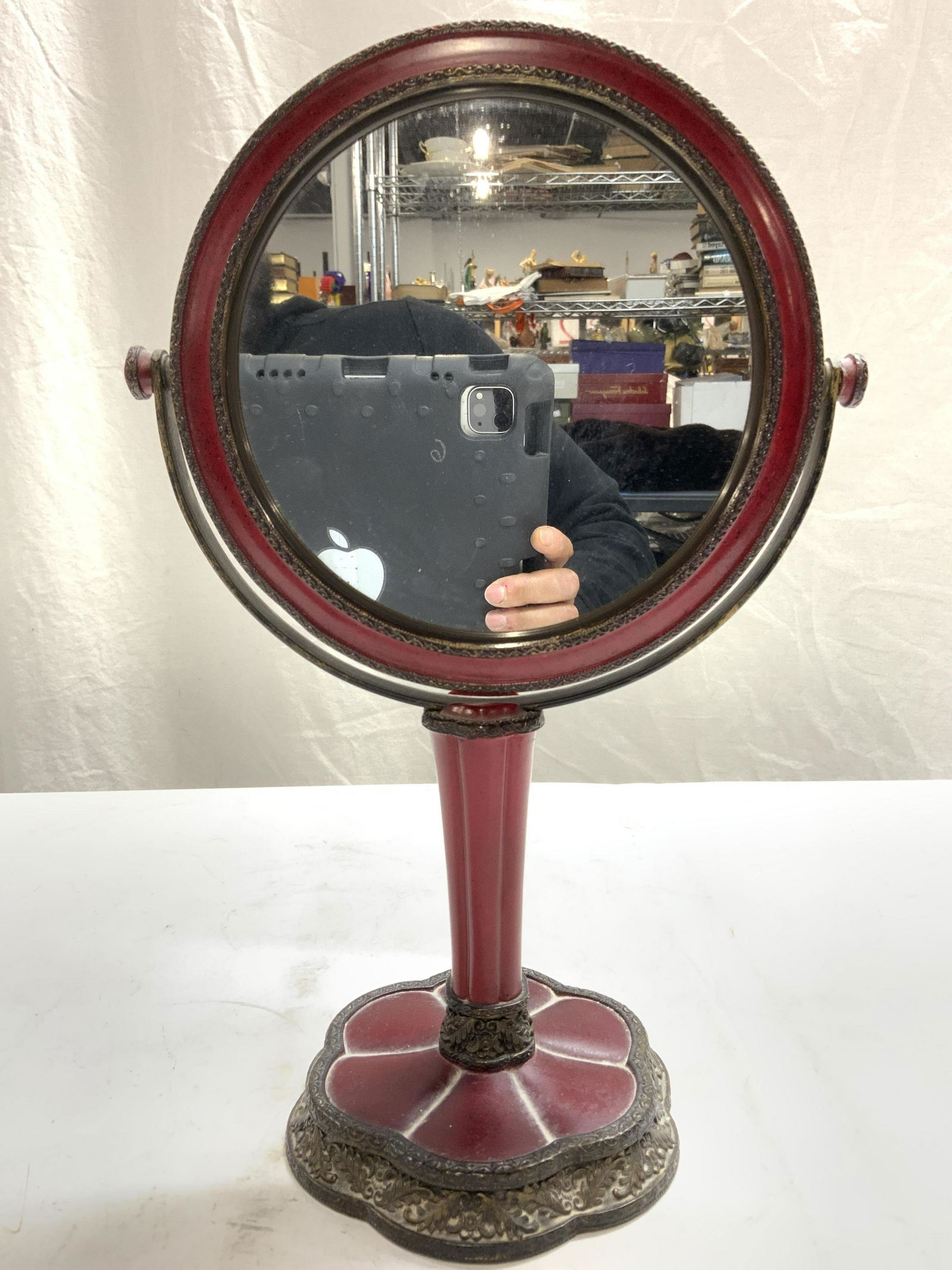 Antique Wood & Metal Shaving Mirror (1 of 8)