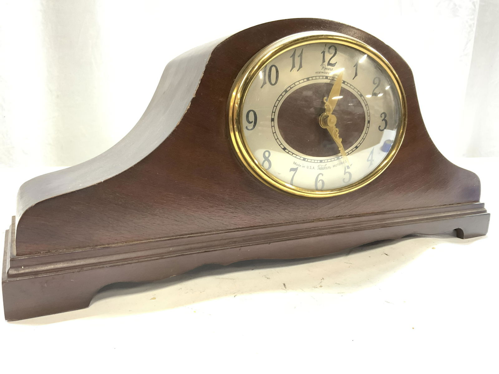 Vtg REVERE TELECHRON Electric Wood Mantel Clock (1 of 11)