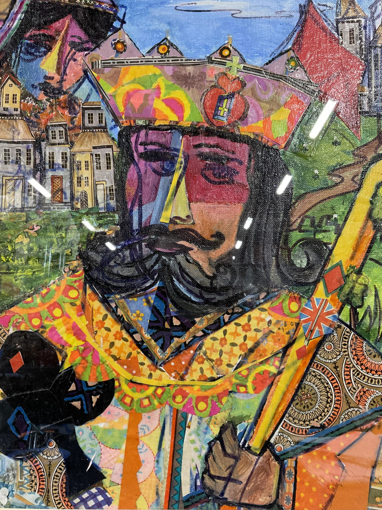 Signed Mixed Media Framed Collage of King (1 of 10)