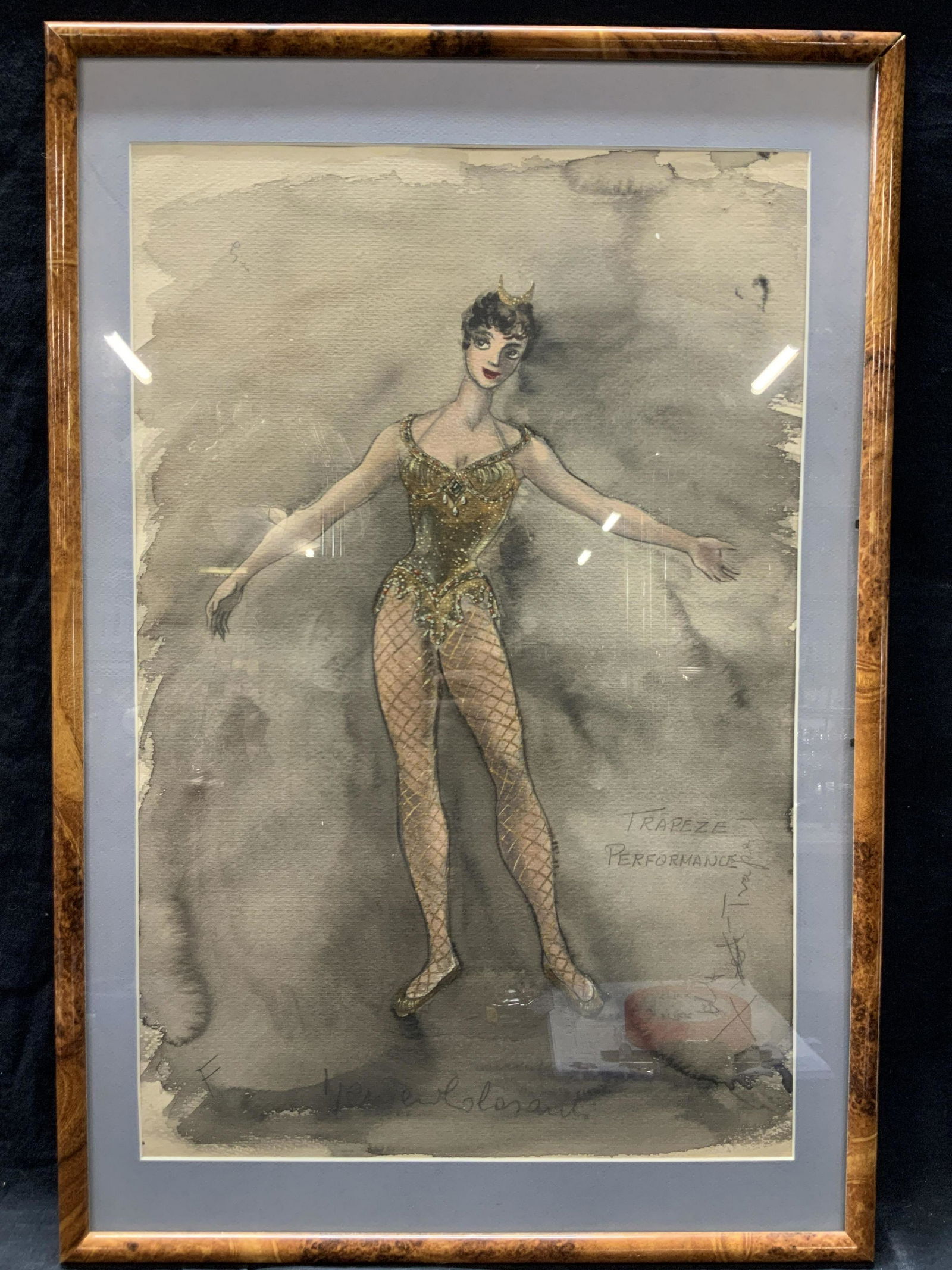 Signed Trapeze Performer Acrylic Painting (1 of 8)