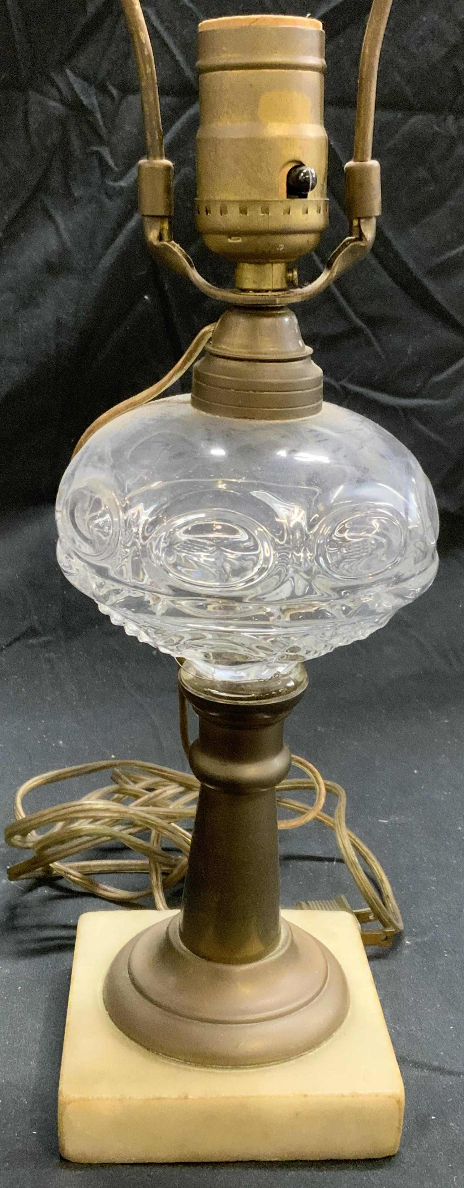Vintage Glass Table Lamp with Stone Base (1 of 6)