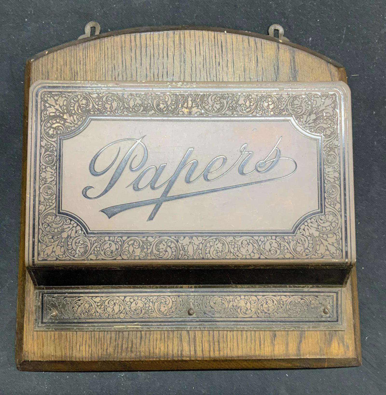 Vintage Wall Hanging Wood Plaque Document Holder (1 of 5)