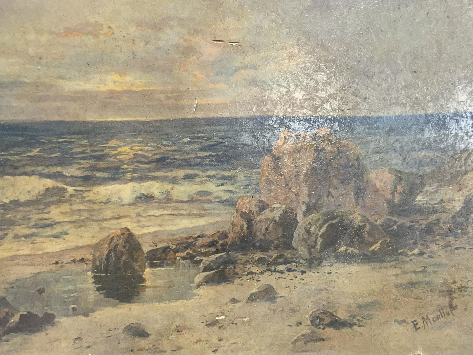 E. MOELLET Vintage Beach Landscape Litho. (1 of 5)