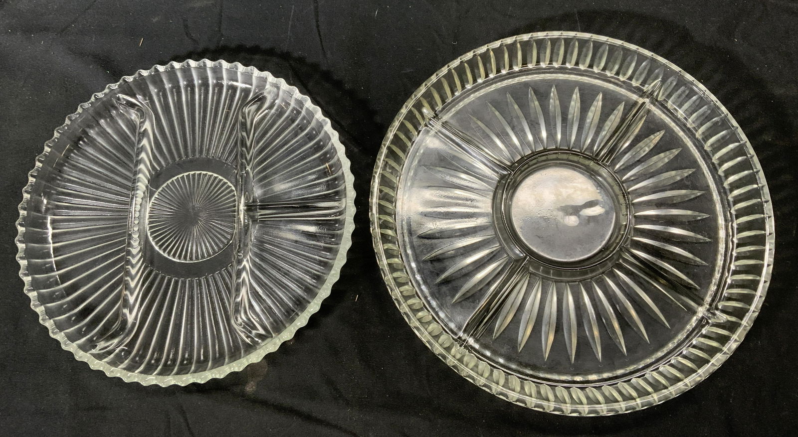 Lot 2 Vintage Cut Glass Serving Trays (1 of 5)