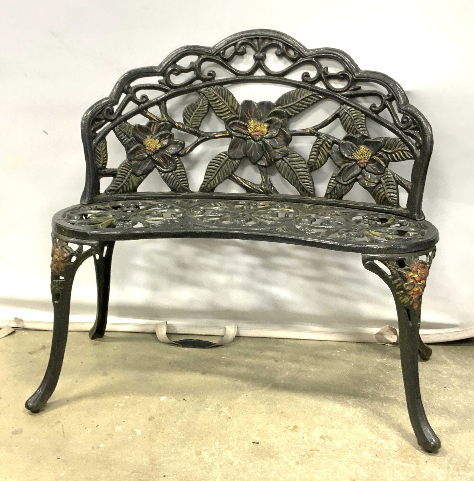 Vintage Hand Painted Floral Motif Iron Bench (1 of 13)