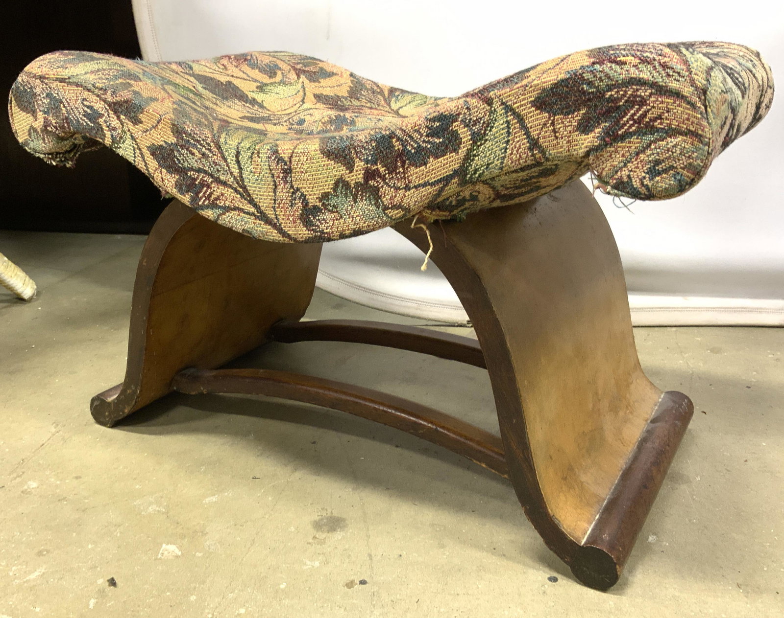 Vintage Upholstered Wooden Vanity Stool (1 of 8)